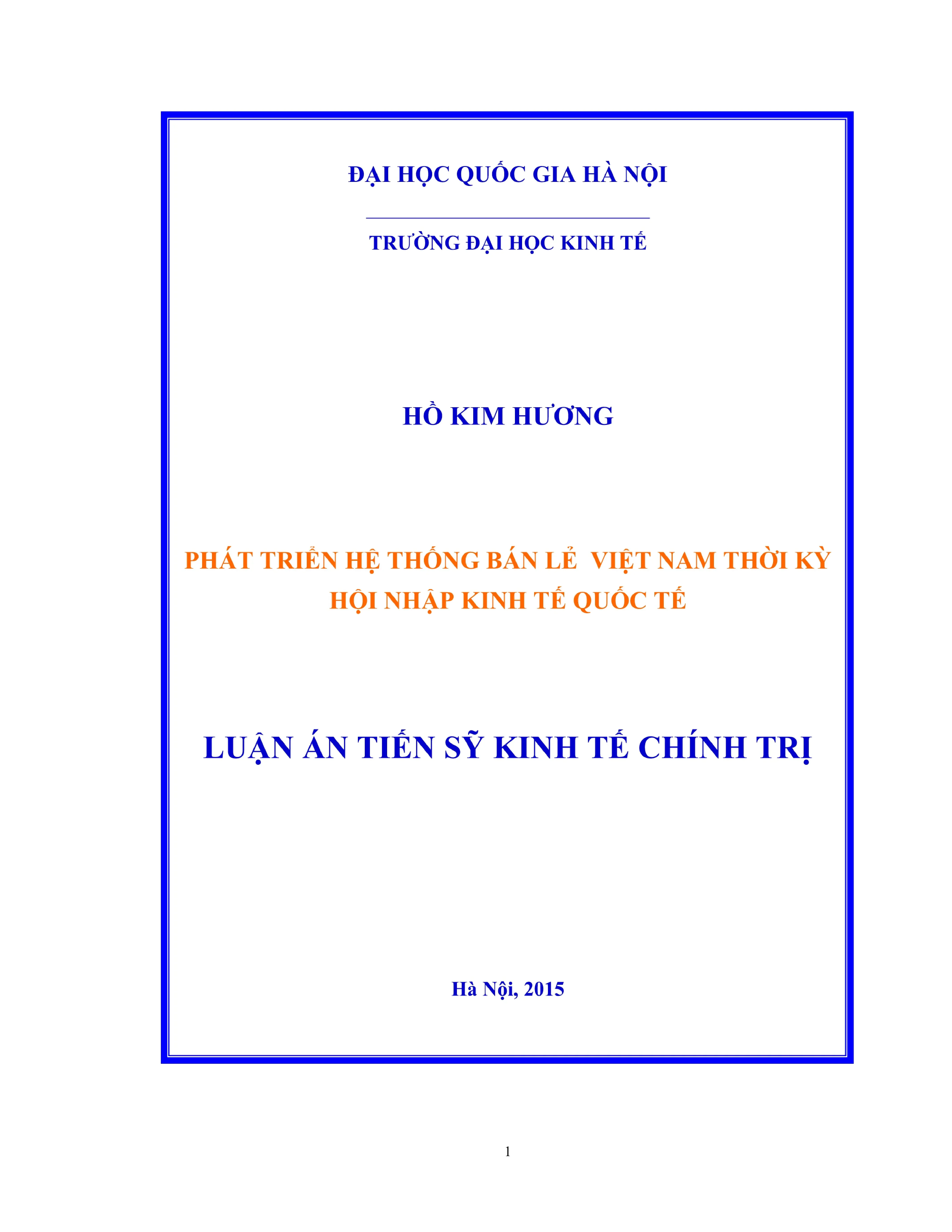 Phát triển hệ thống bán lẻ Việt Nam trong hội nhập kinh tế