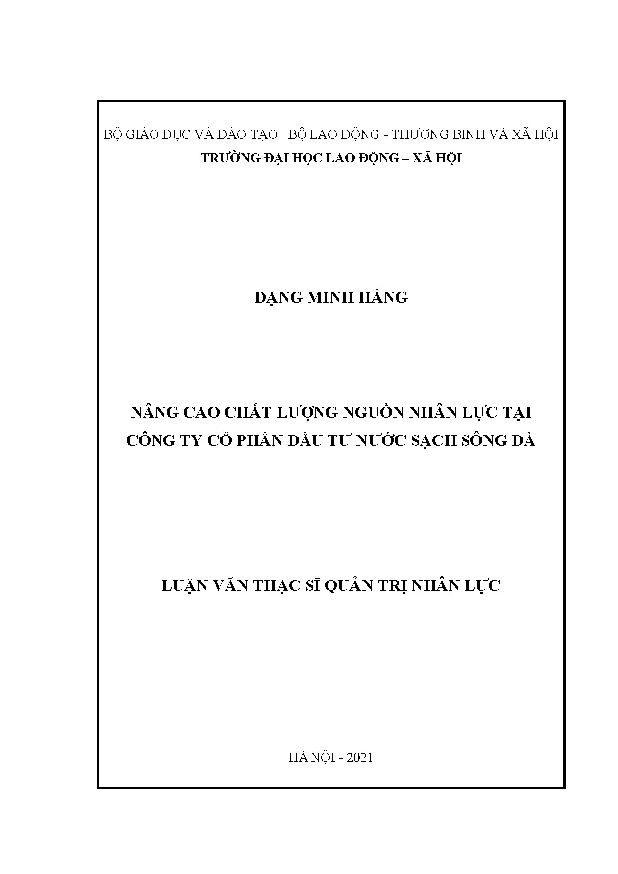 Nâng cao chất lượng nguồn nhân lực tại Công ty Nước sạch Sông Đà