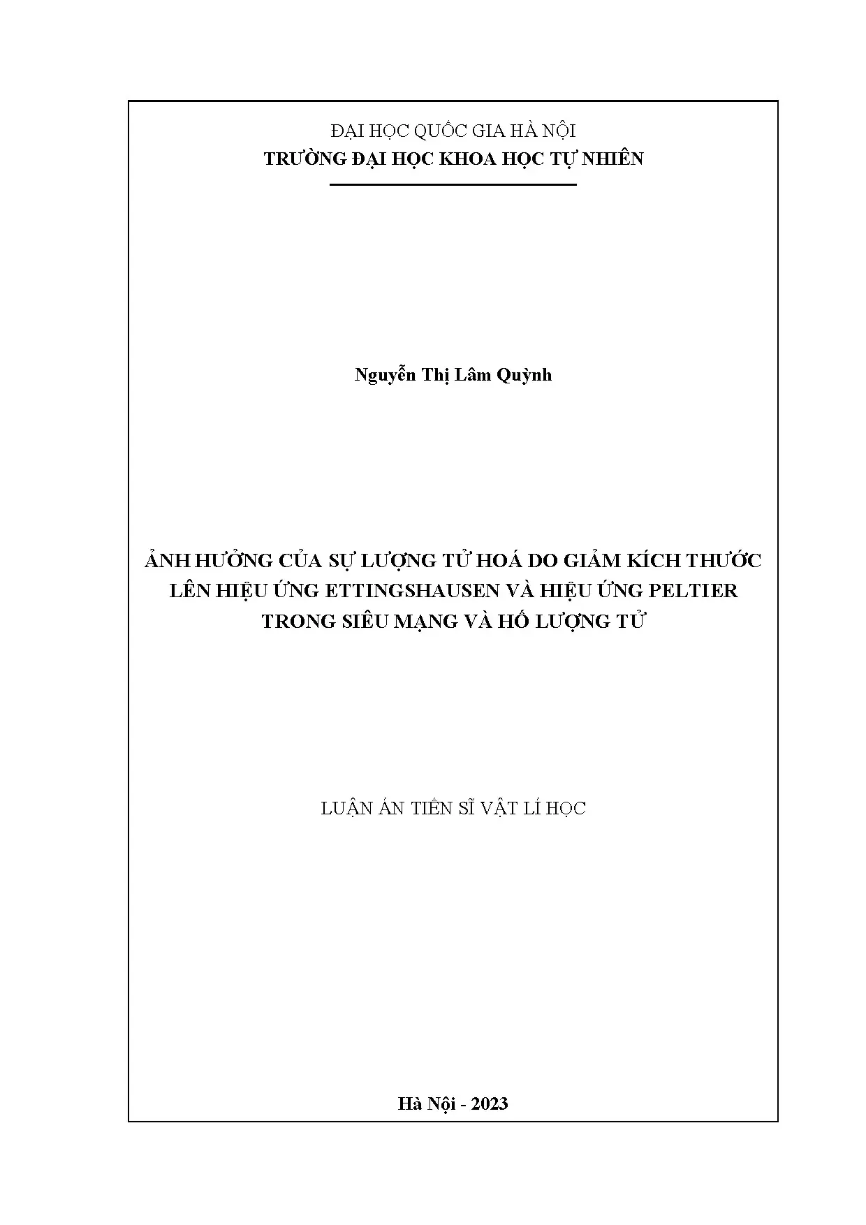 Lượng tử hóa ảnh hưởng Ettingshausen Peltier siêu mạng hố lượng tử