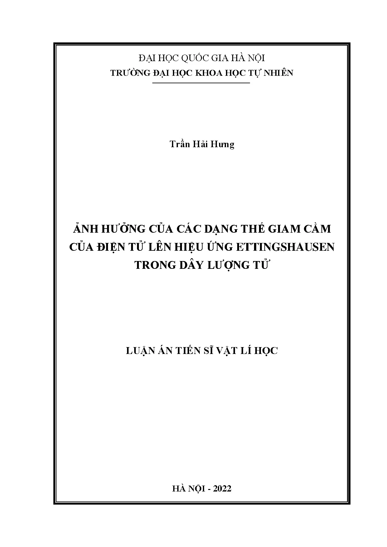 Ảnh hưởng thế giam cầm lên Ettingshausen trong dây lượng tử