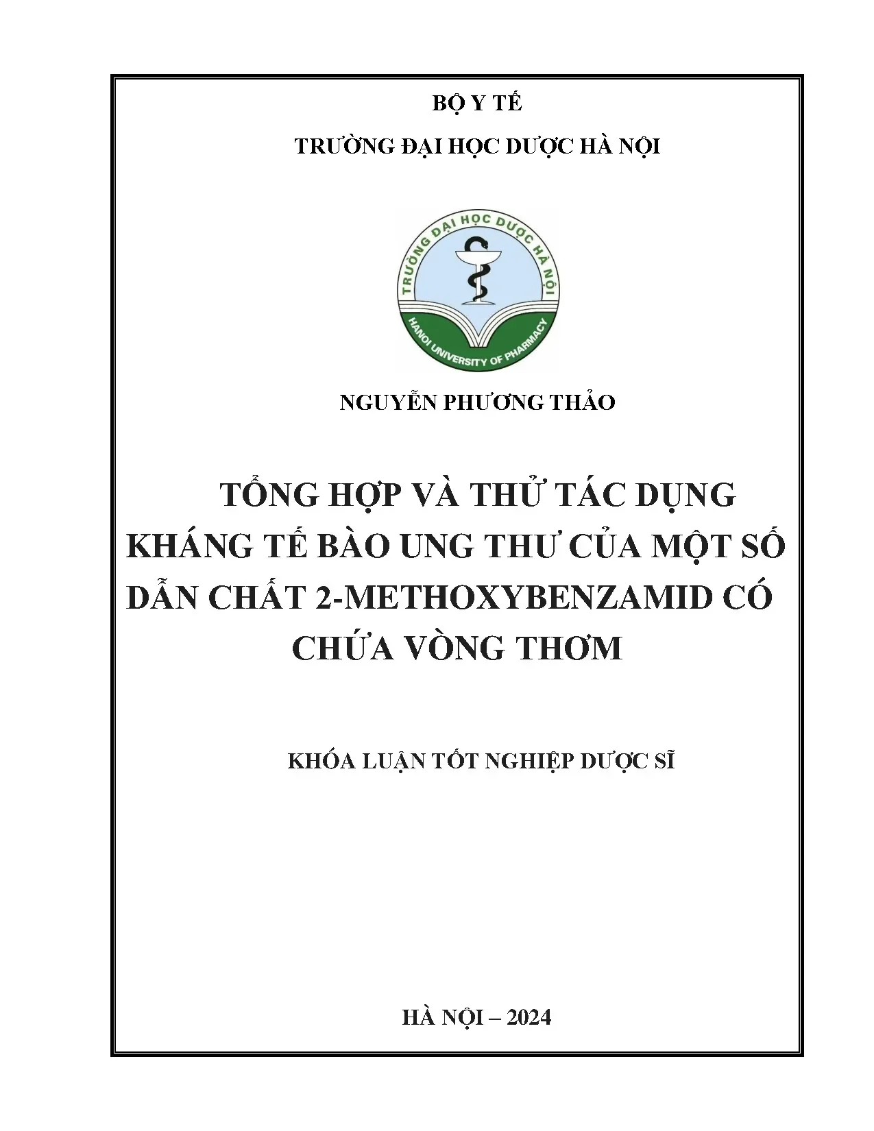 Tổng hợp, thử tác dụng kháng ung thư dẫn chất 2-methoxybenzamid