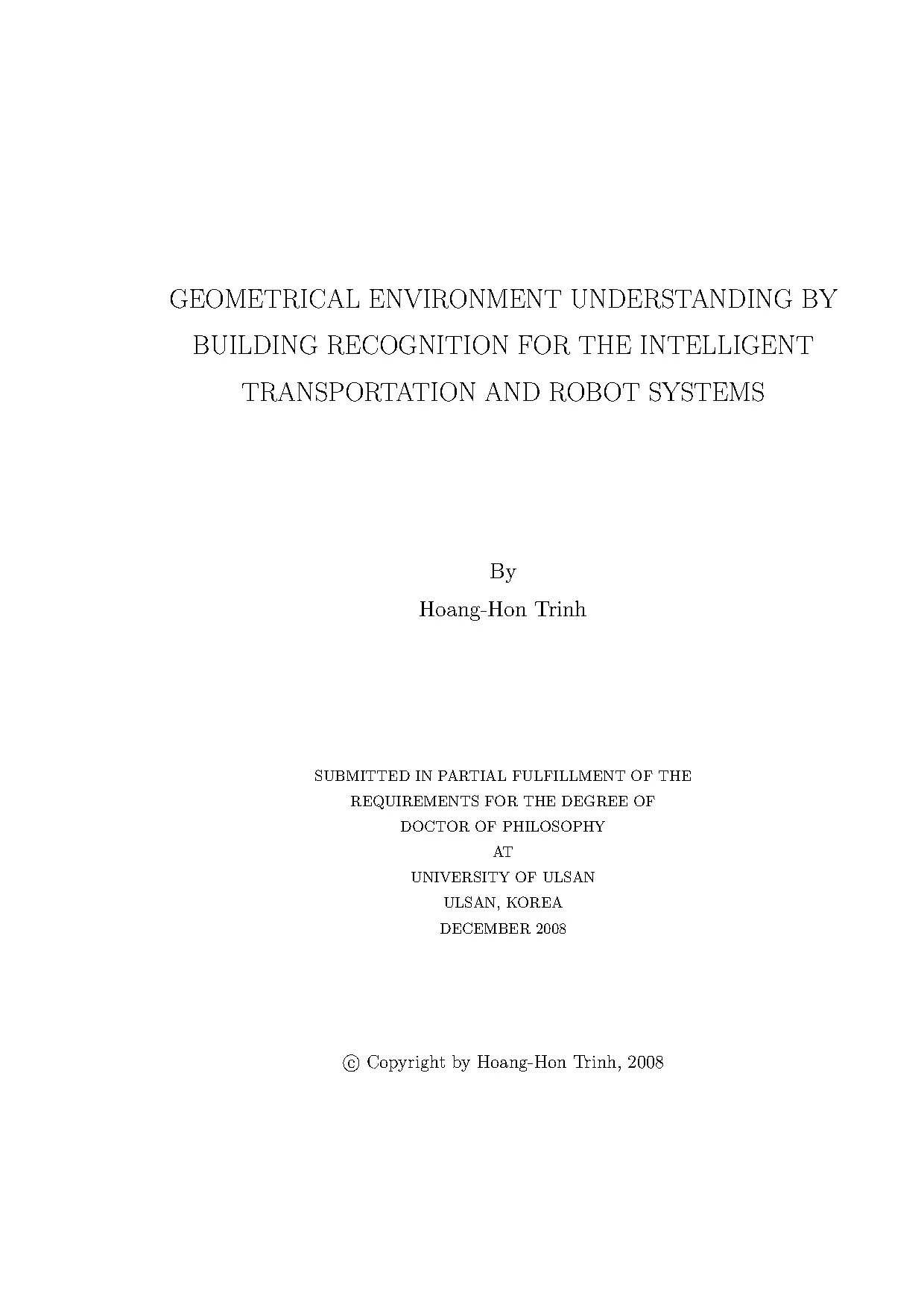 Building Recognition for Intelligent Transport & Robot Systems