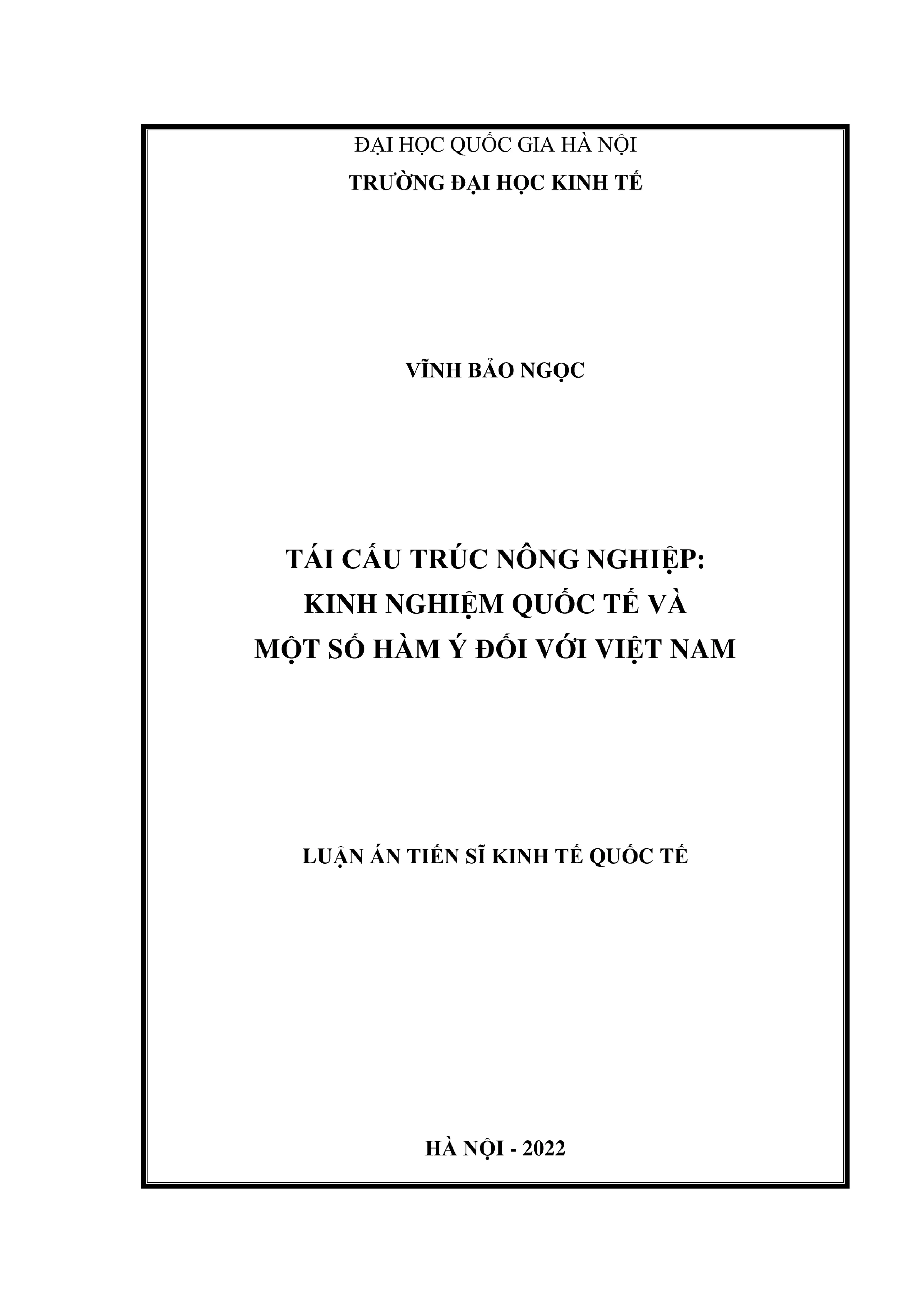 Tái cấu trúc nông nghiệp: Kinh nghiệm quốc tế và hàm ý Việt Nam