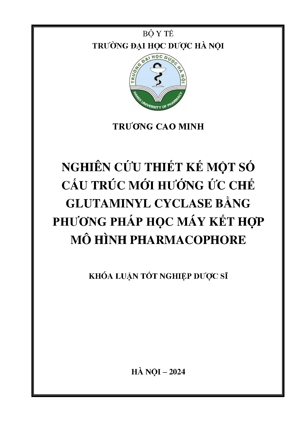 Nghiên cứu ức chế Glutaminyl Cyclase bằng Học máy & Pharmacophore