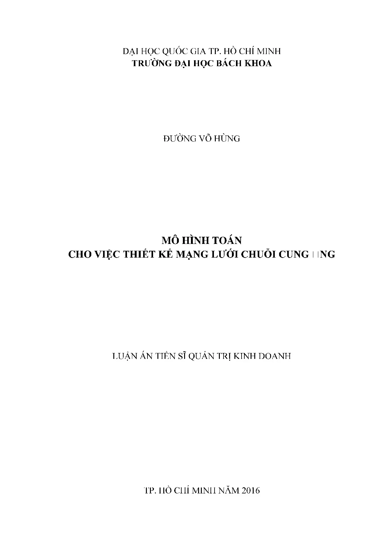 Mô hình toán thiết kế chuỗi cung ứng trong quản trị kinh doanh
