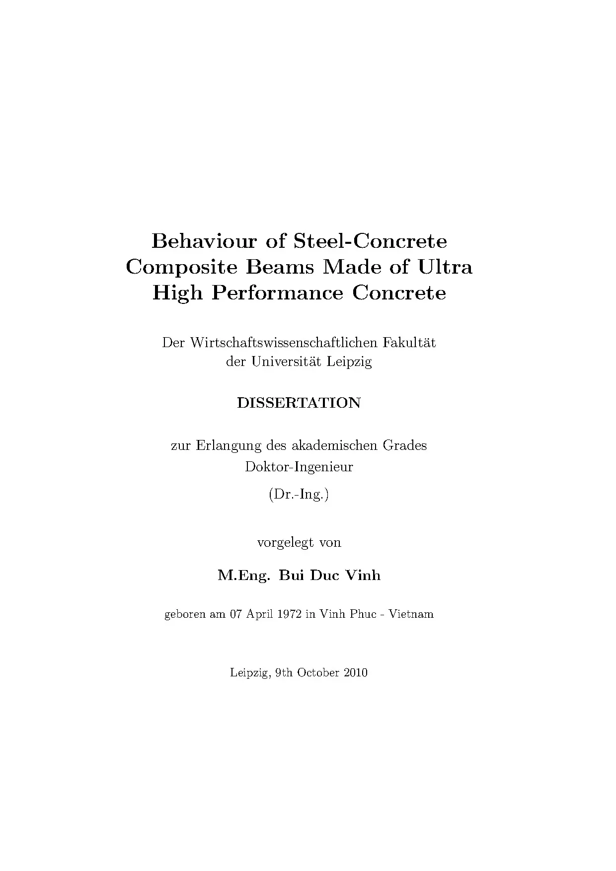 Luận án tiến sĩ behaviour of steel concrete composite beams