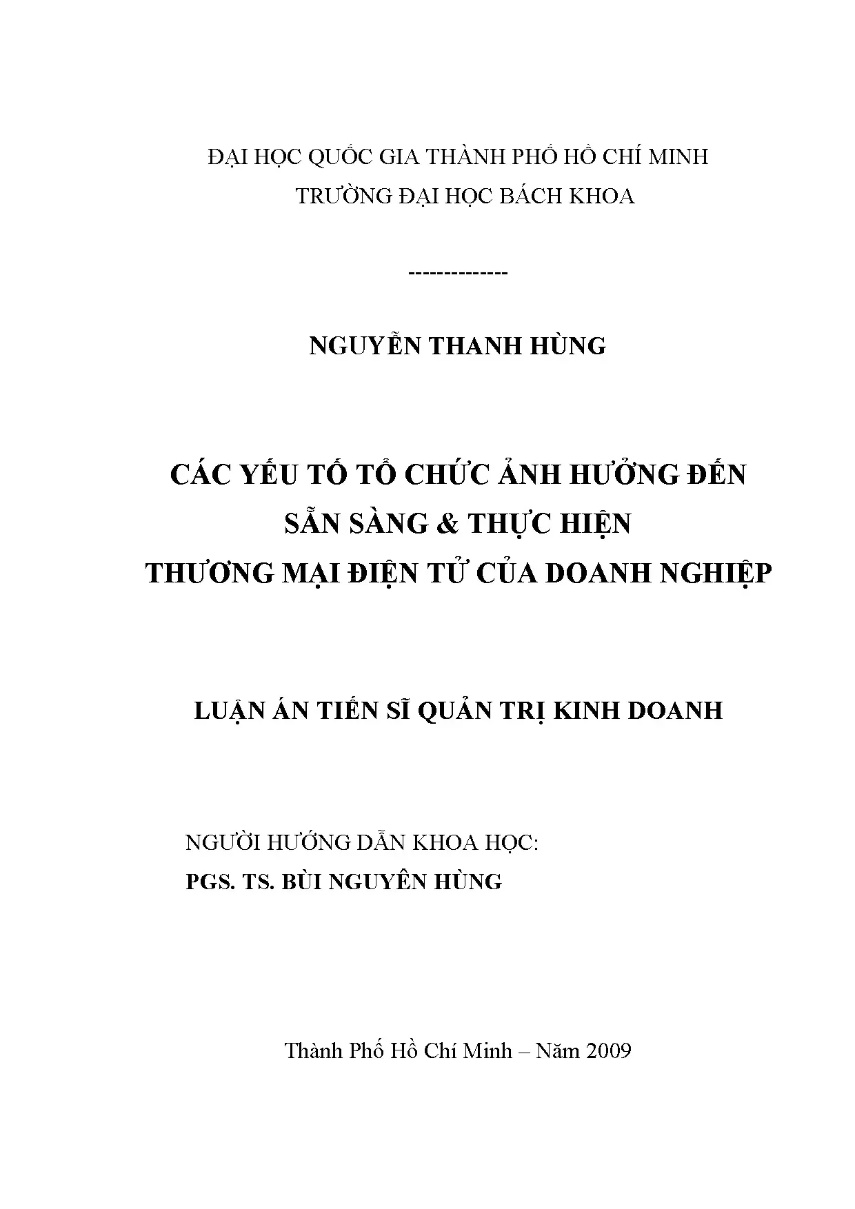 Yếu tố tổ chức ảnh hưởng sẵn sàng & thực hiện TMĐT doanh nghiệp