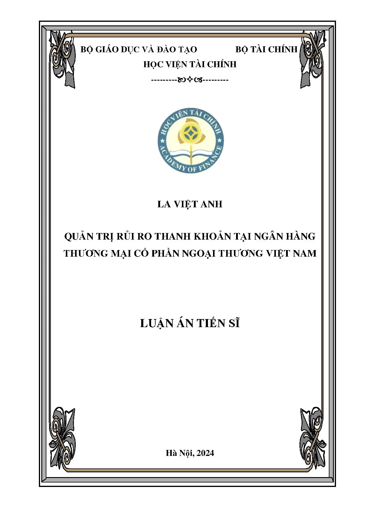 Quản trị rủi ro thanh khoản tại Vietcombank: Luận án TS