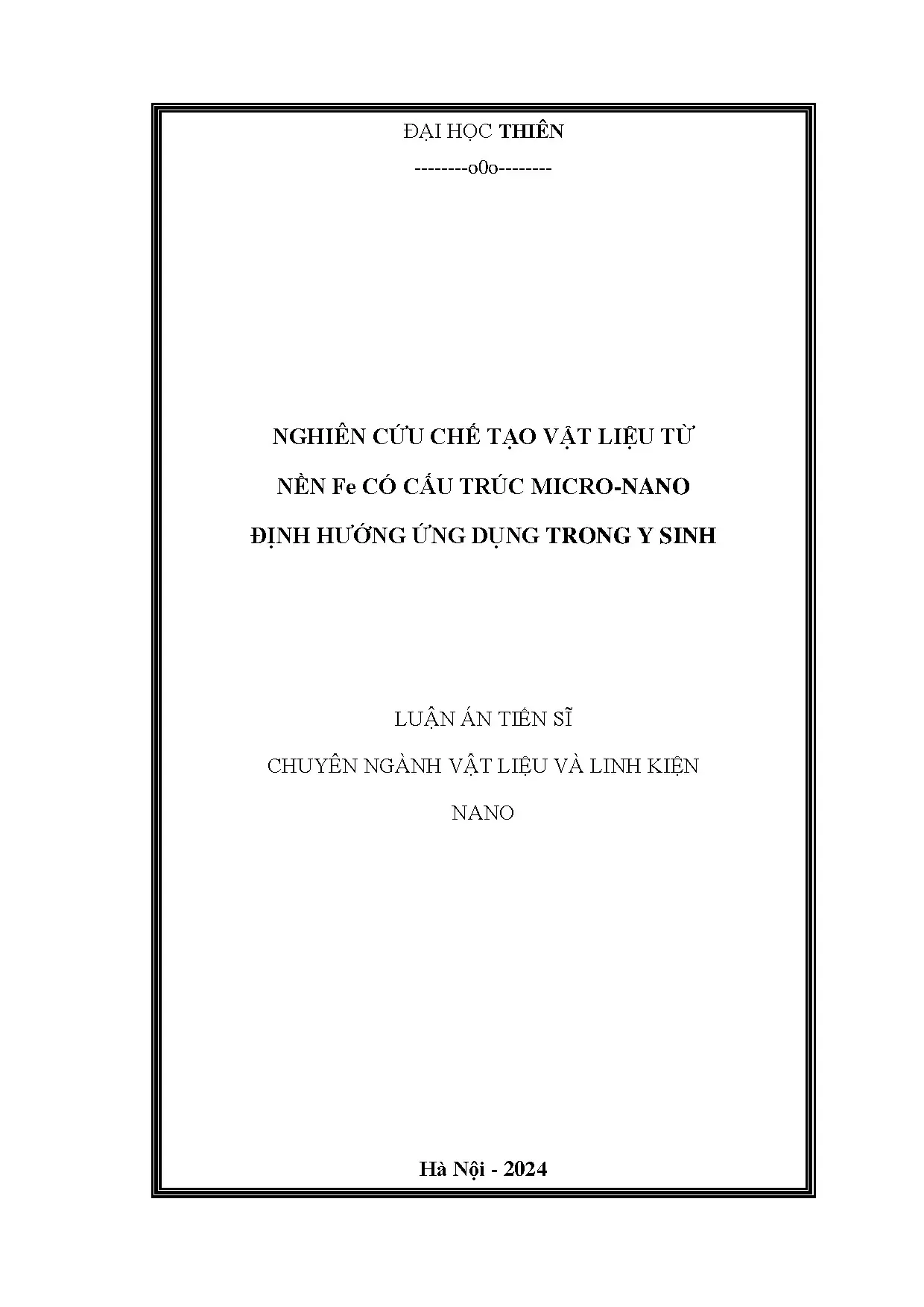 Chế tạo vật liệu Fe cấu trúc micro-nano ứng dụng y sinh