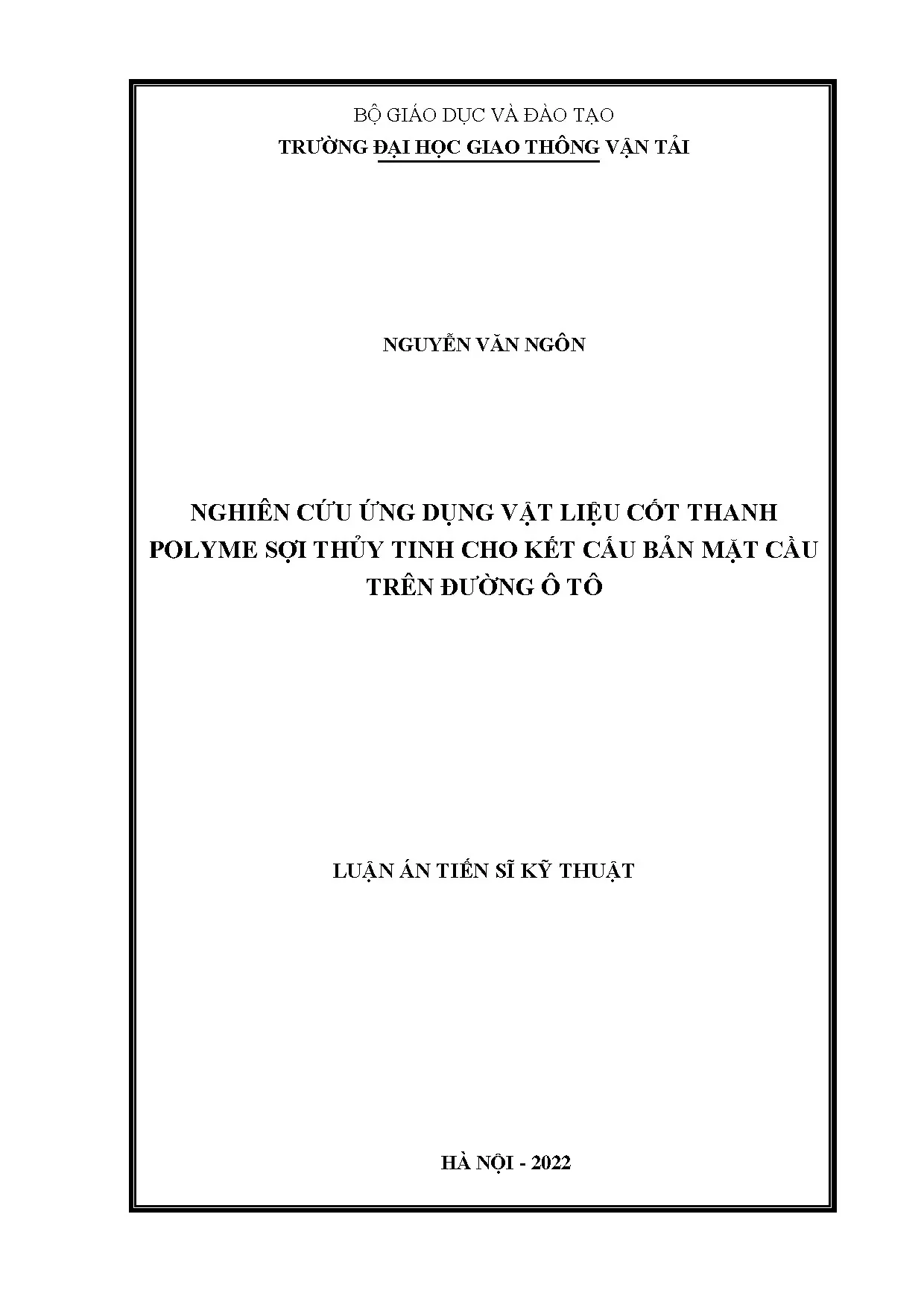 Nghiên cứu ứng dụng GFRP cho bản mặt cầu đường ô tô