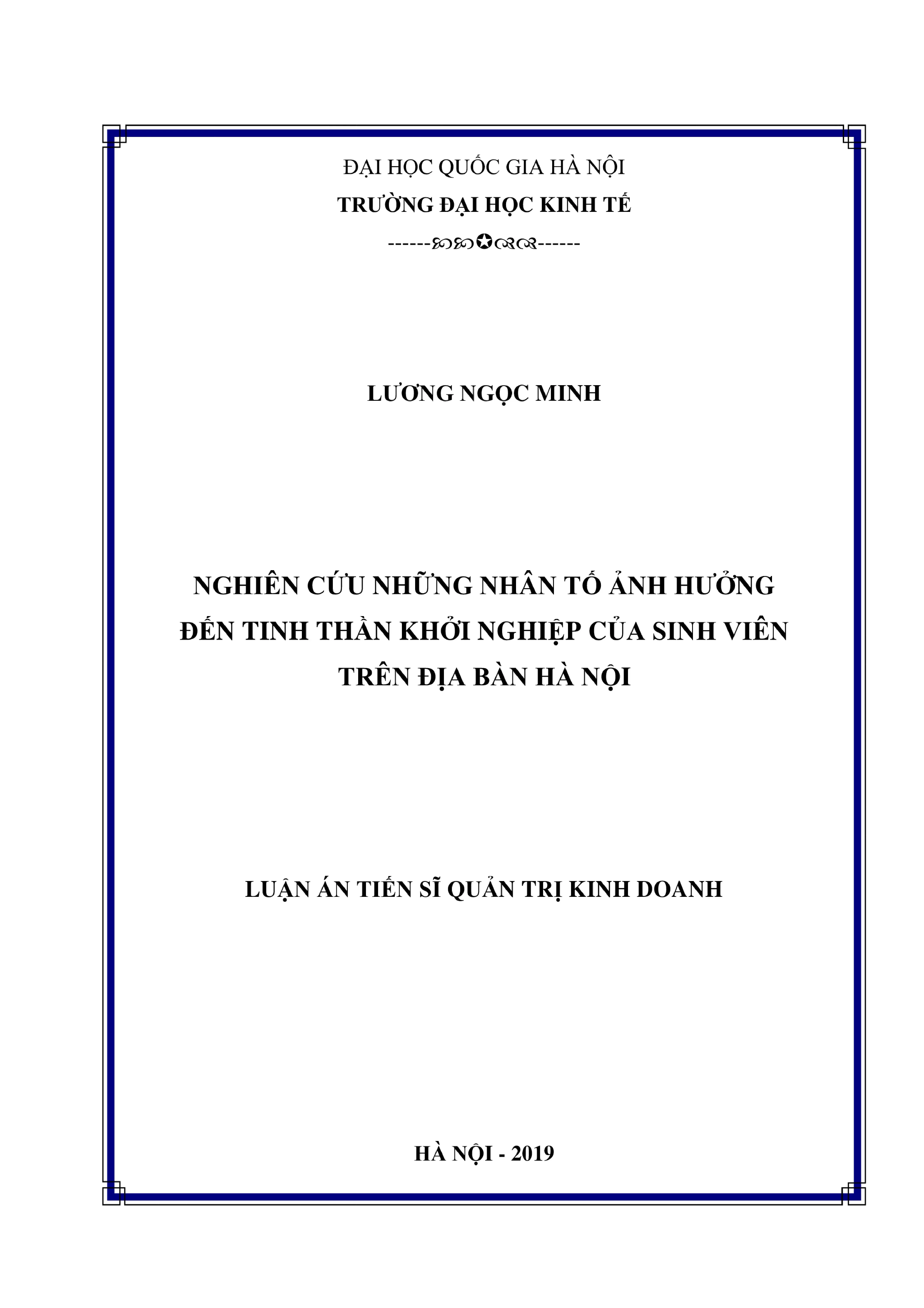 Nhân tố ảnh hưởng tinh thần khởi nghiệp sinh viên Hà Nội