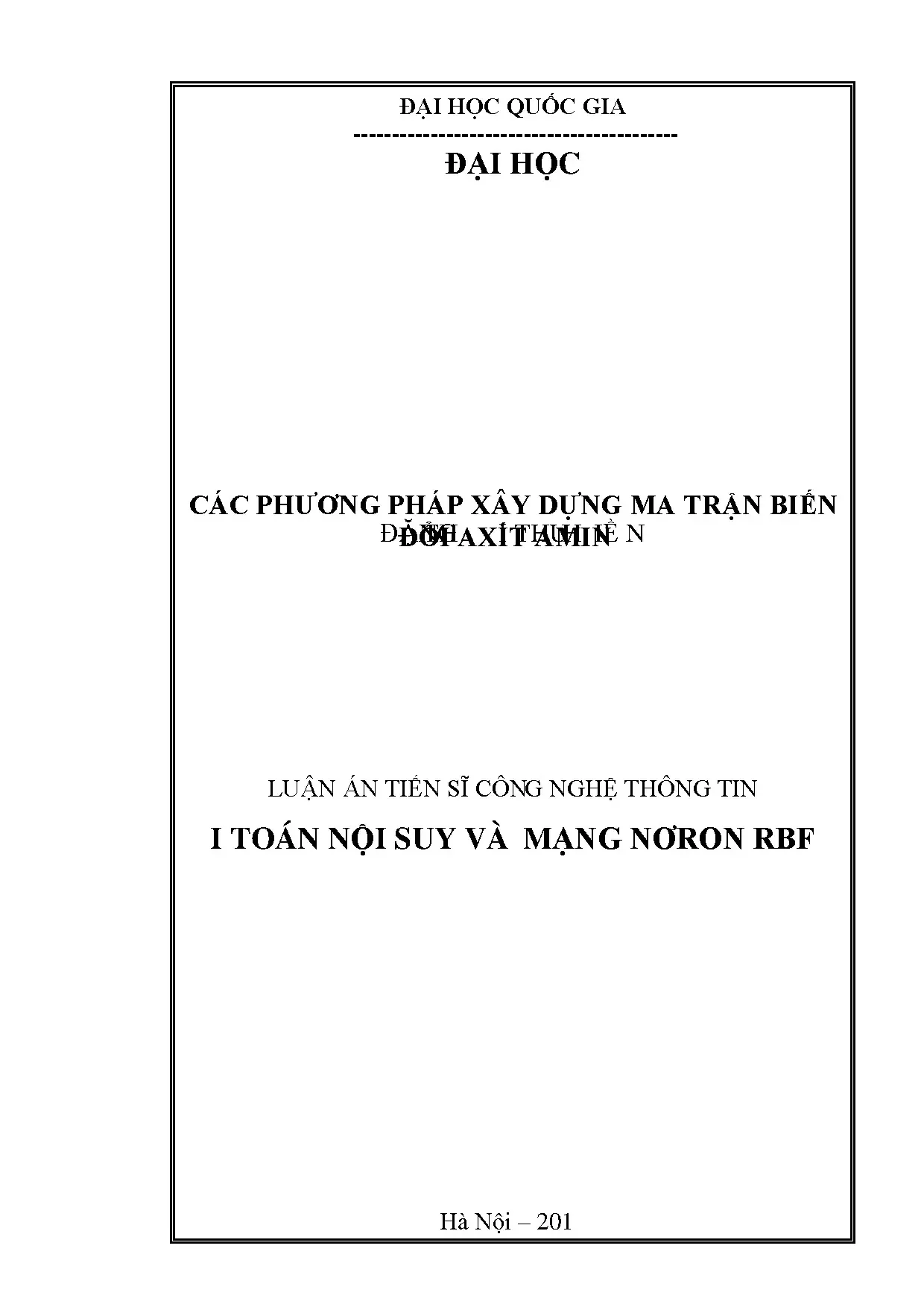 Luận án: Các phương pháp xây dựng ma trận biến đổi axit amin