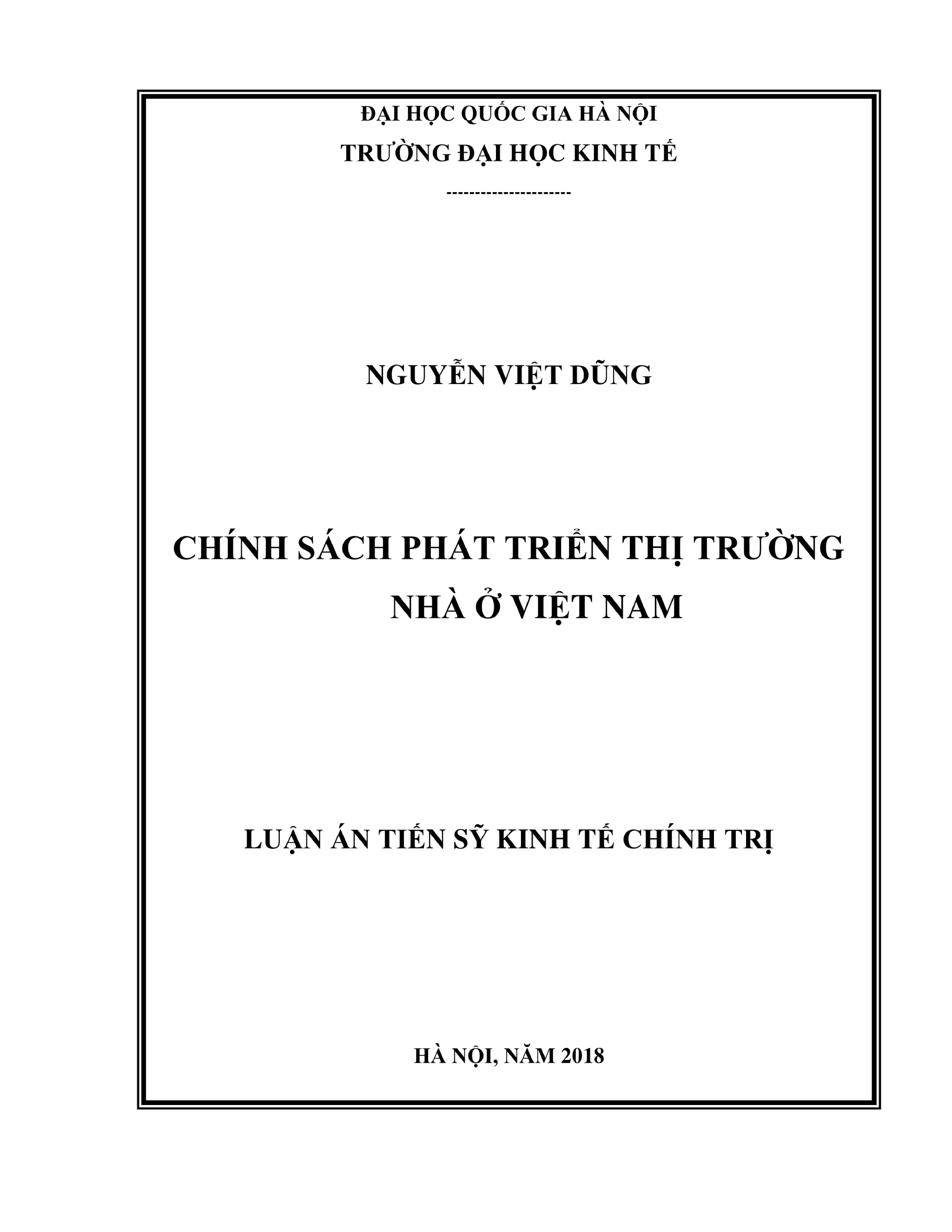 Chính sách phát triển thị trường nhà ở Việt Nam - Luận án TS