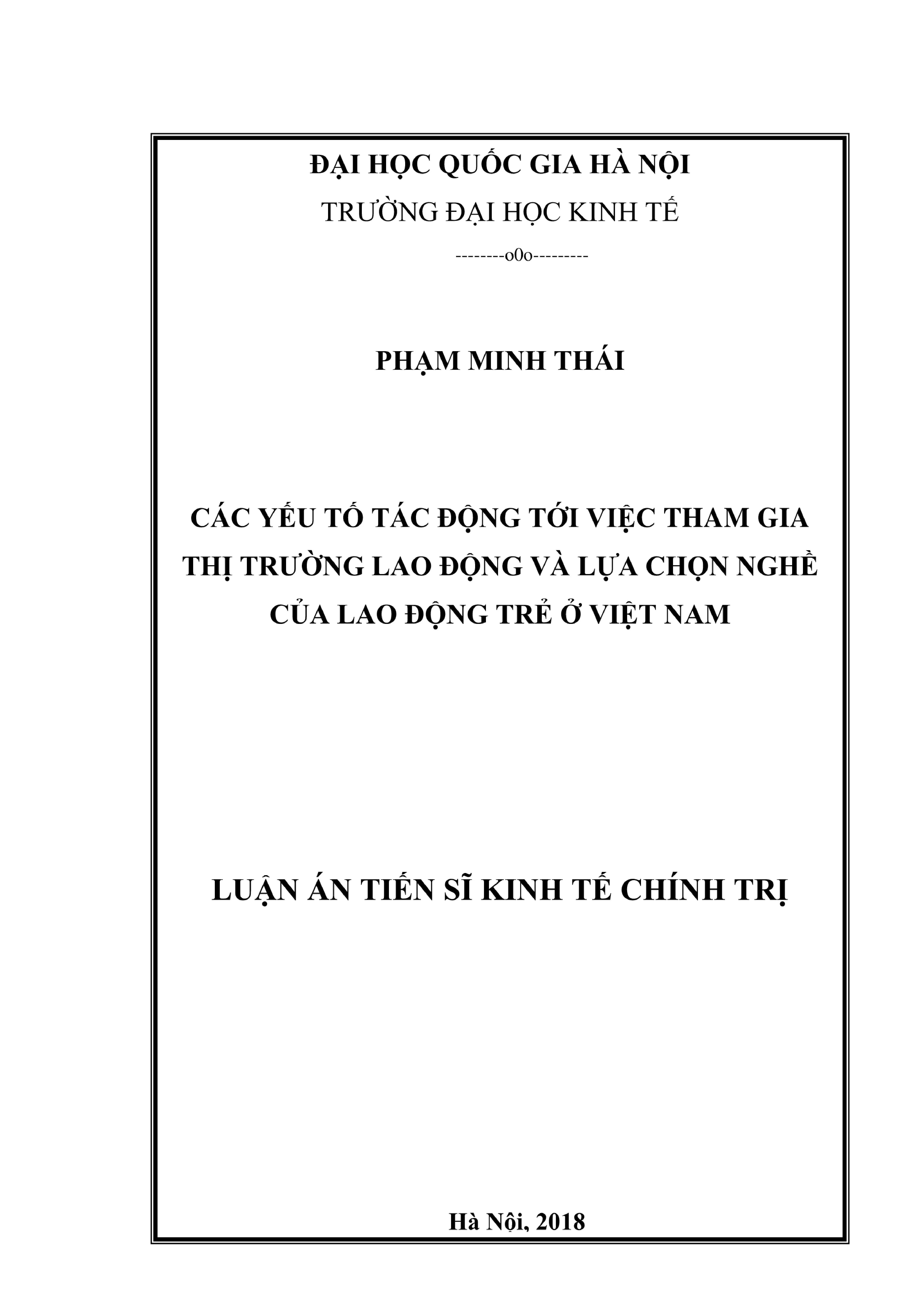 Yếu tố tác động thị trường lao động, chọn nghề lao động trẻ Việt Nam