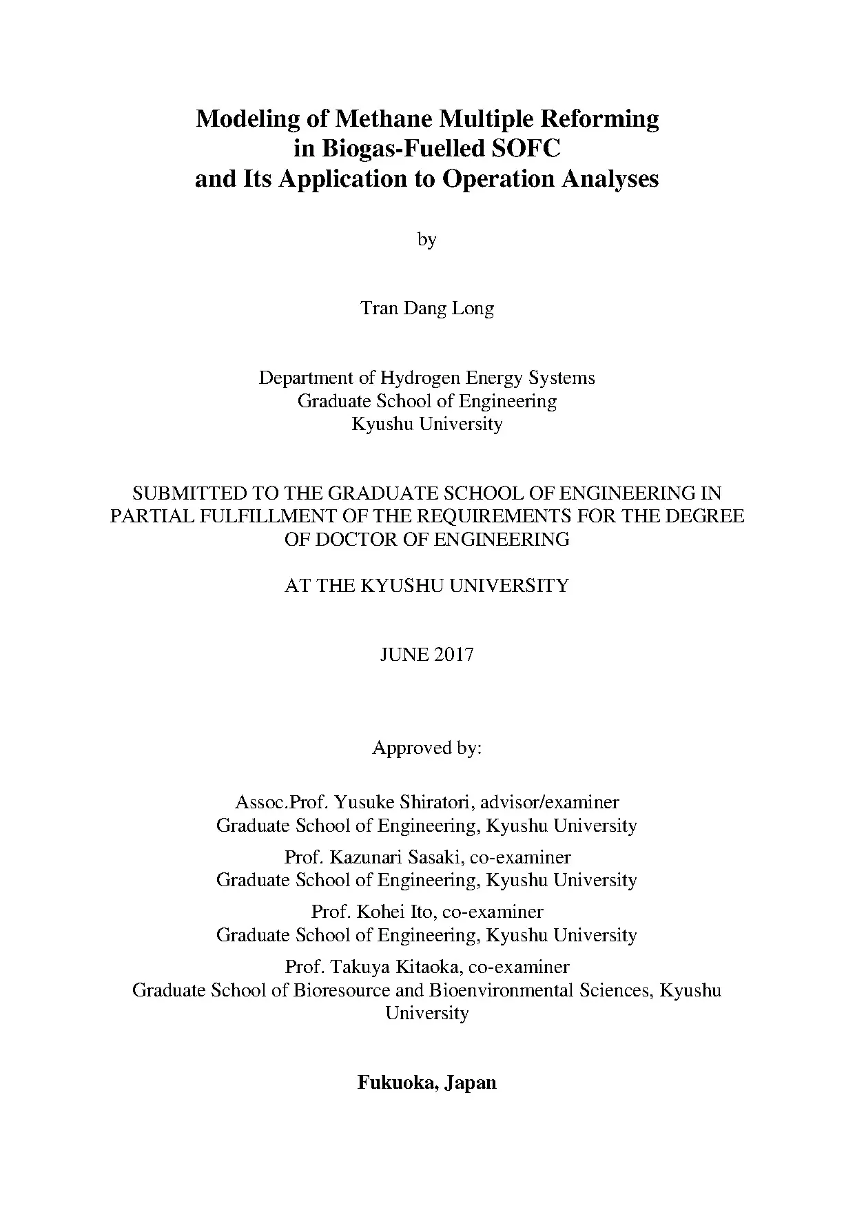 Modeling Methane Reforming in Biogas SOFC: Operation Analysis