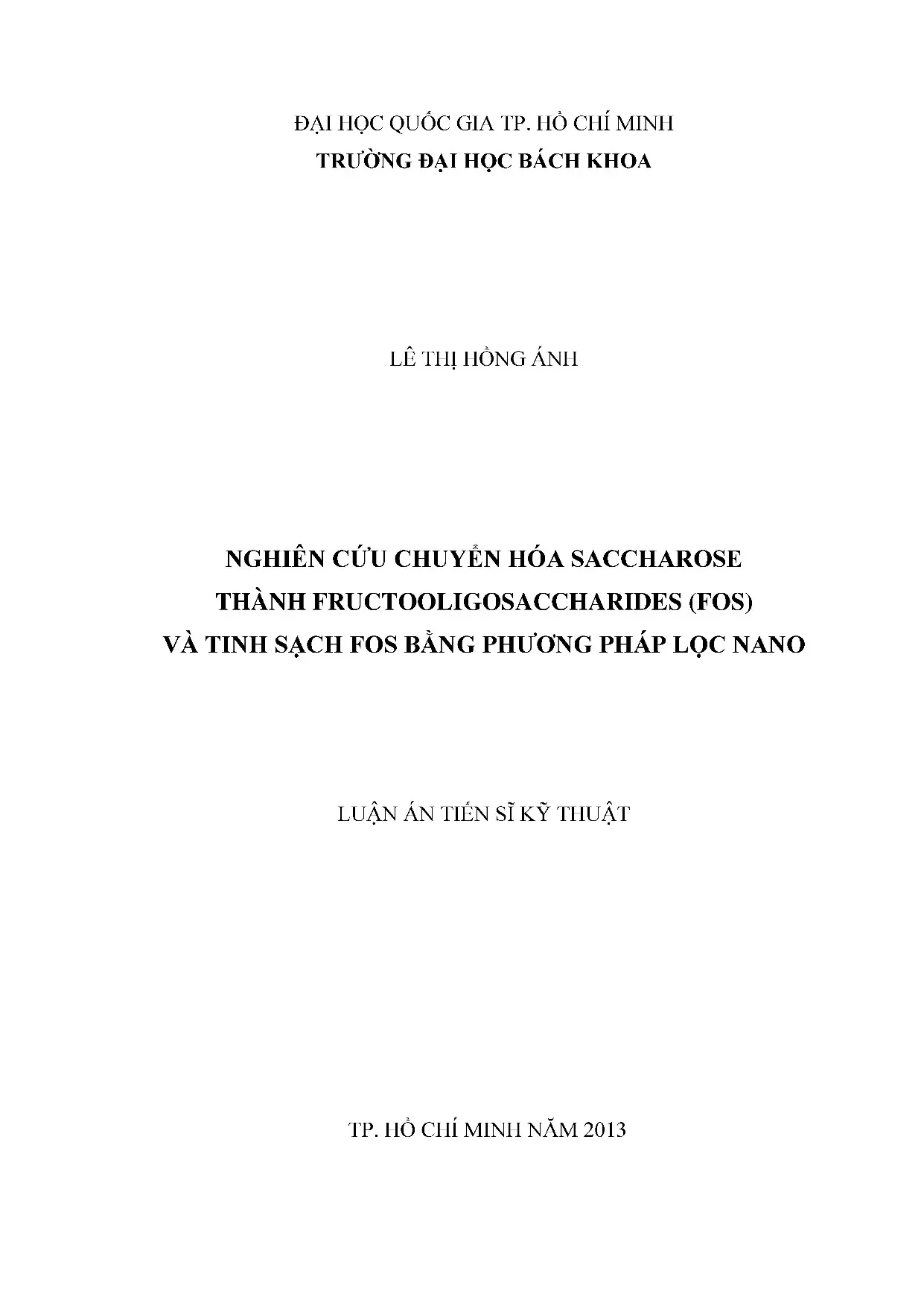 Chuyển hóa Saccharose thành FOS & Tinh sạch FOS bằng Lọc Nano