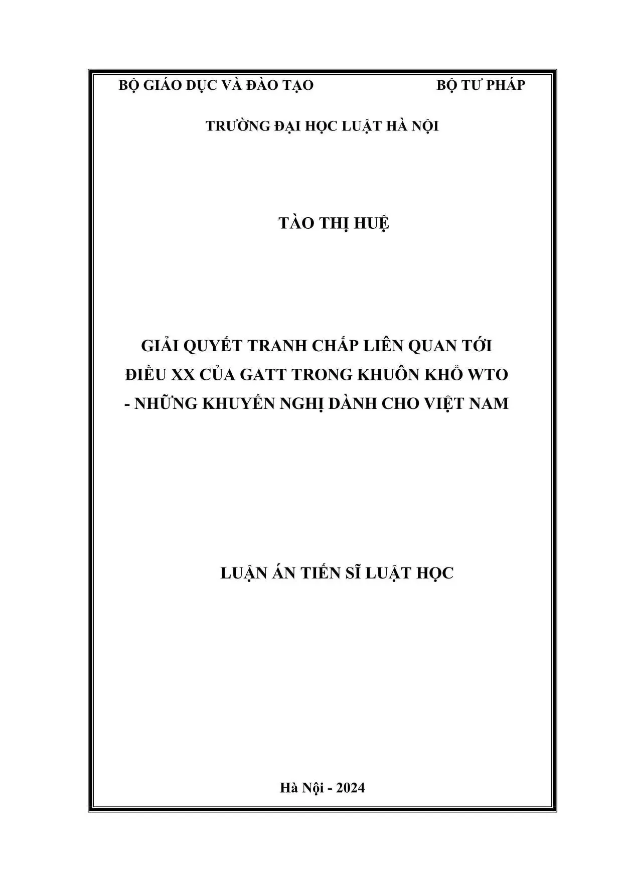 Luận án tiến sĩ luật học giải quyết tranh chấp liên quan tới