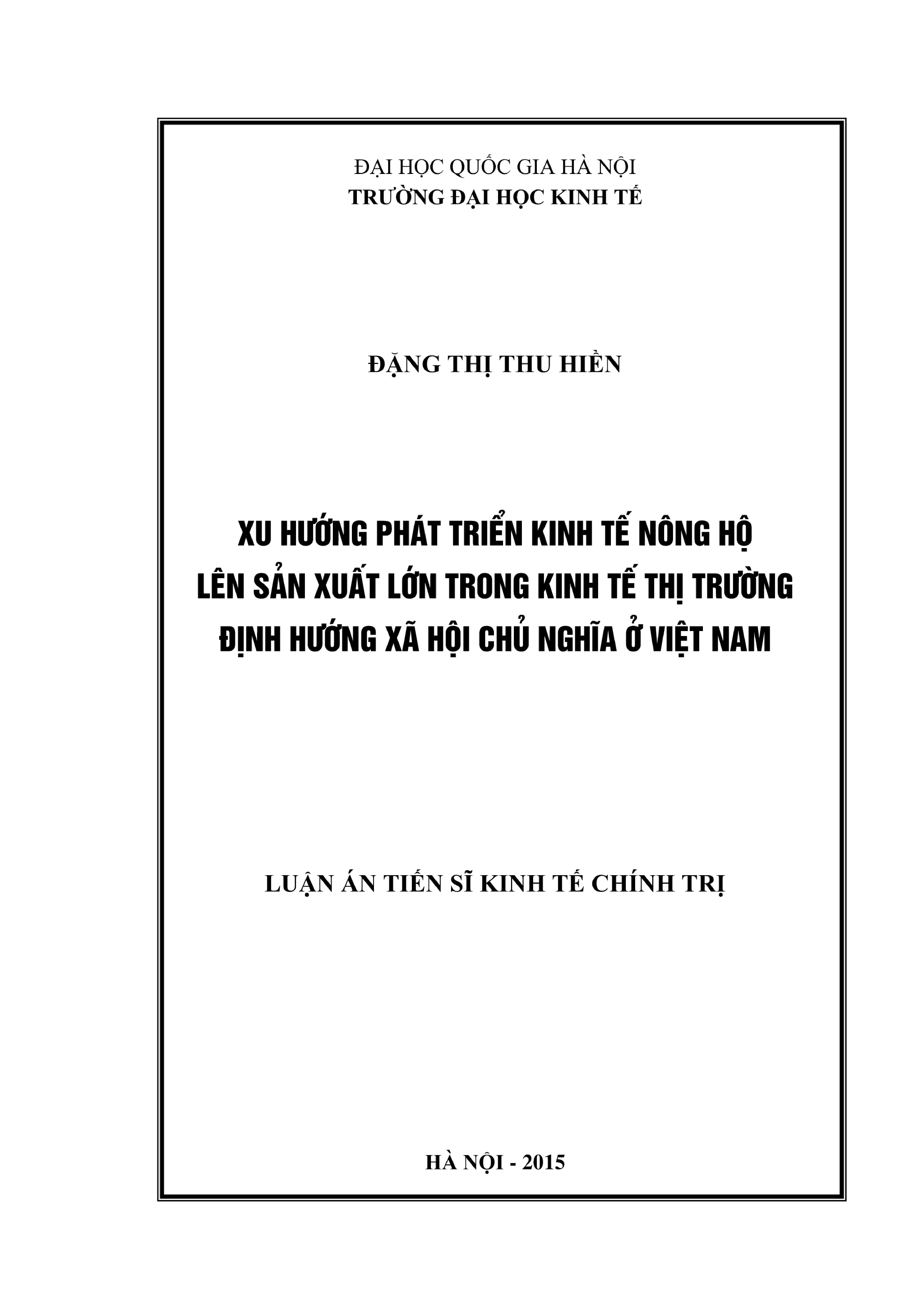 Xu hướng phát triển kinh tế nông hộ lên sản xuất lớn Việt Nam