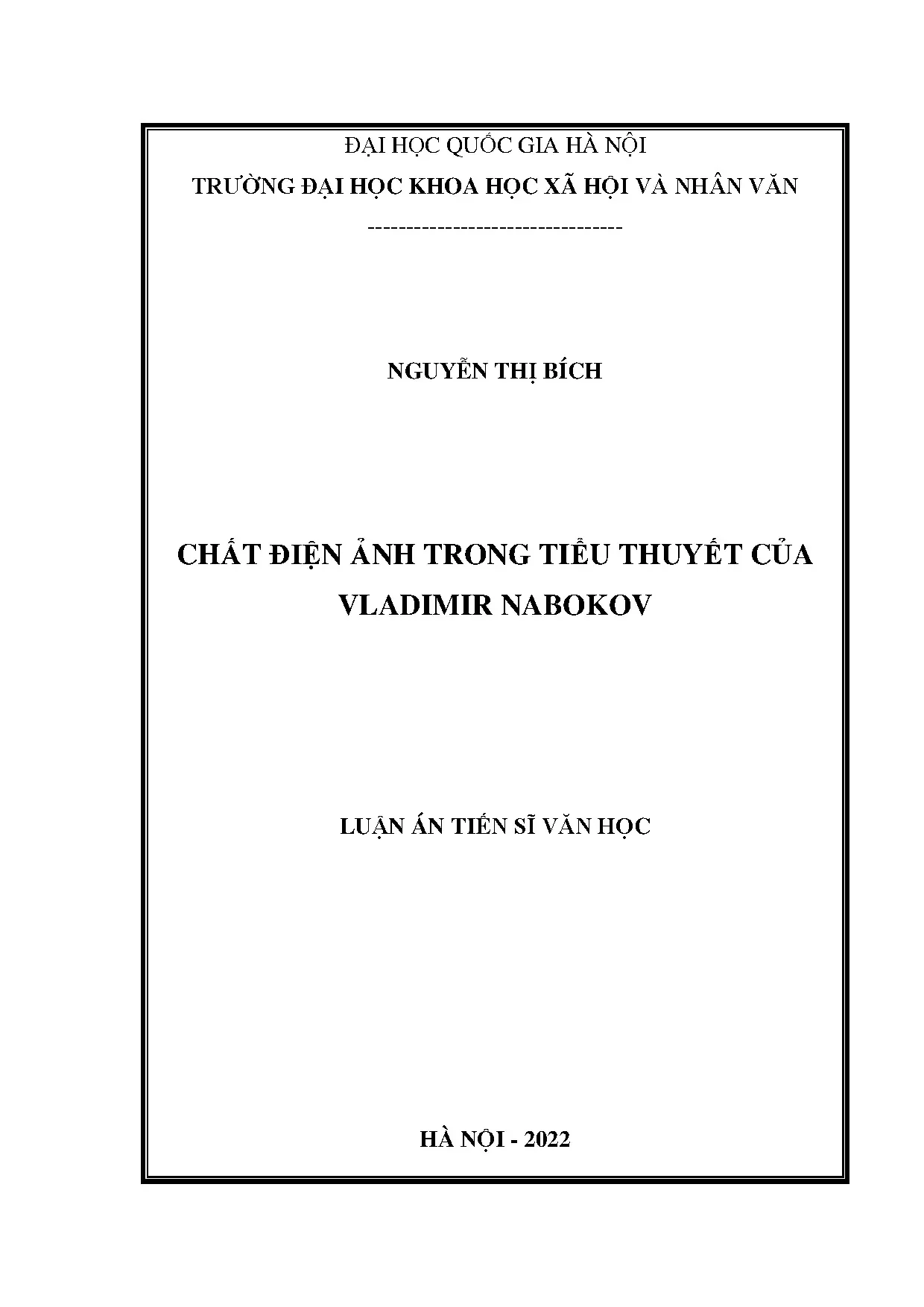 Nghiên cứu chất điện ảnh trong tiểu thuyết Vladimir Nabokov