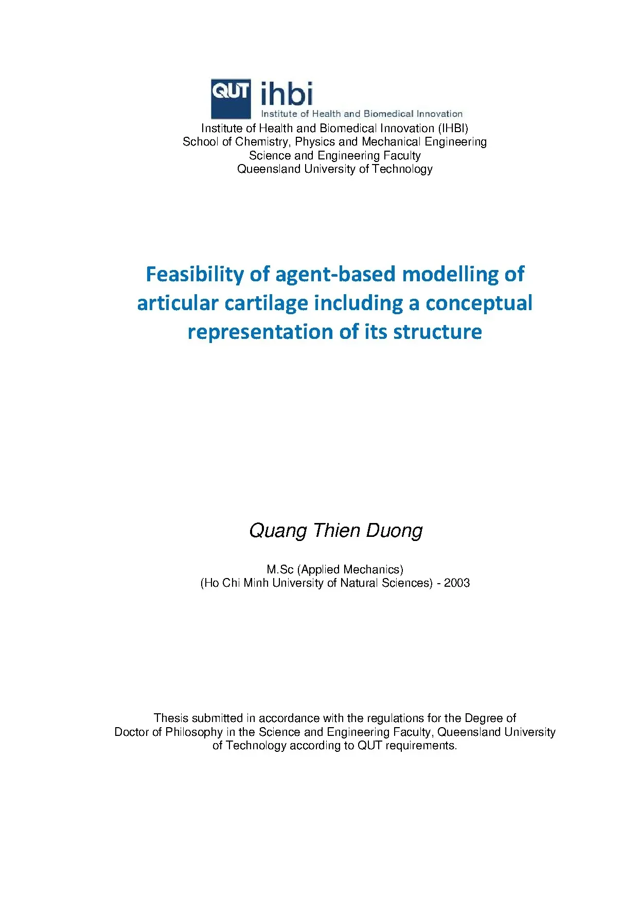 Feasibility of Agent-Based Modelling of Articular Cartilage