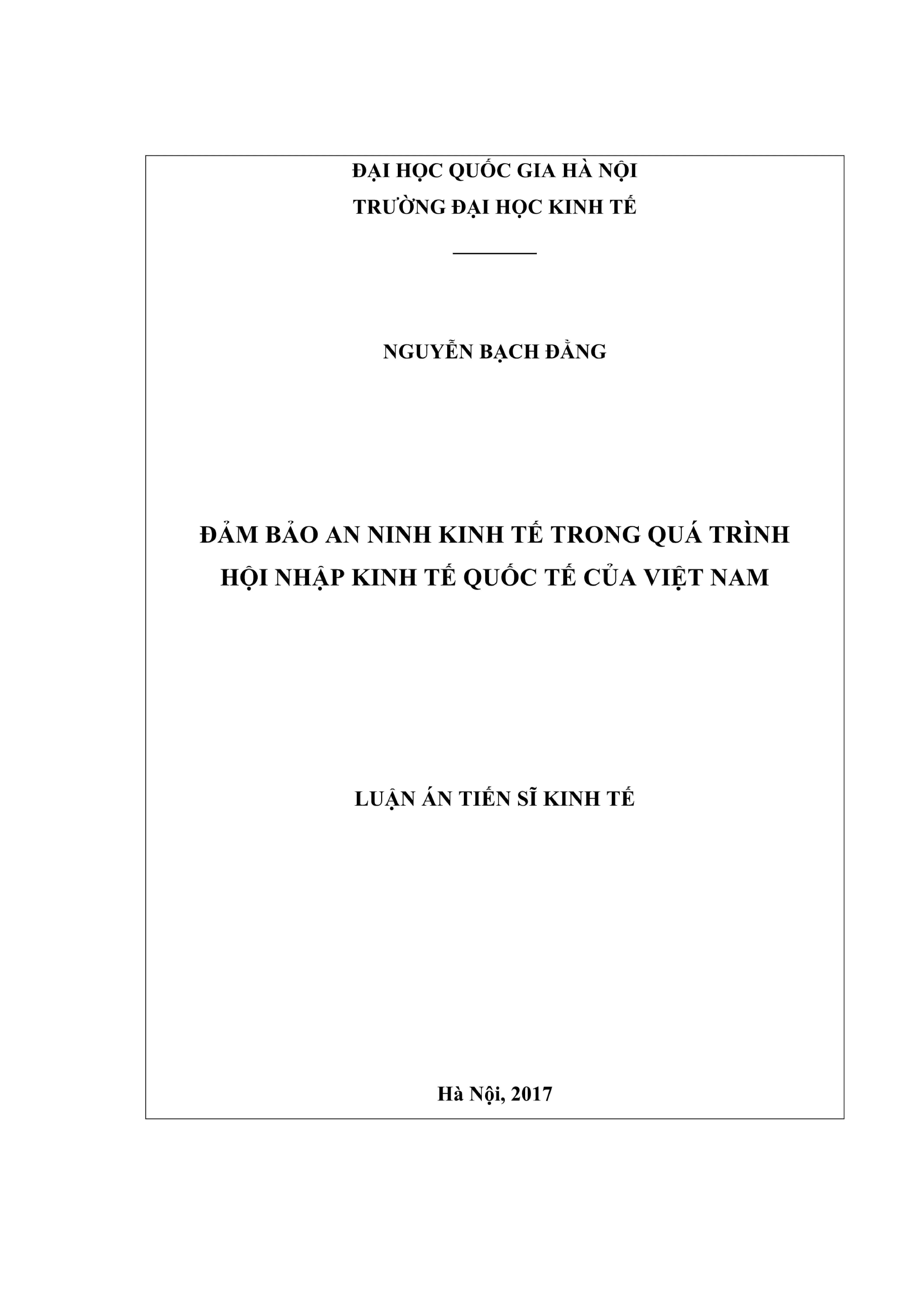 Đảm bảo an ninh kinh tế Việt Nam trong hội nhập quốc tế