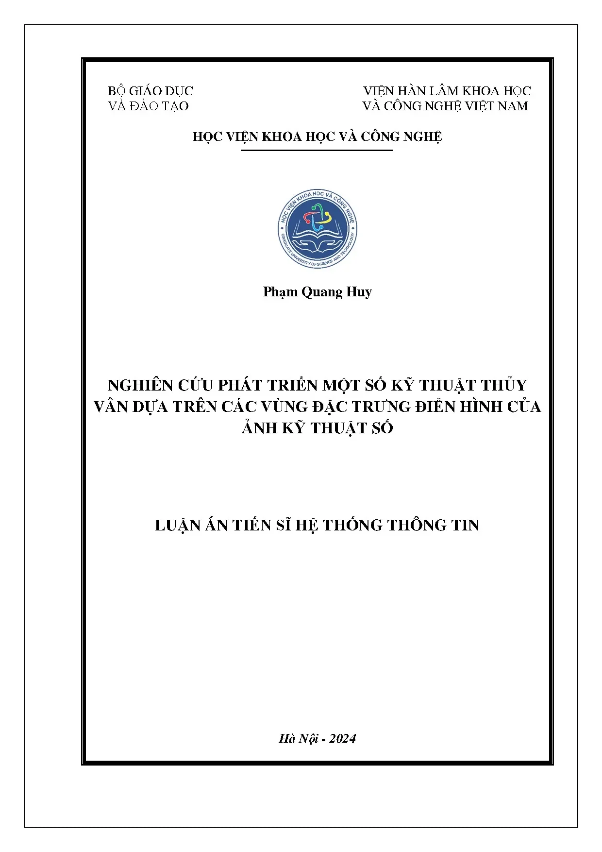Kỹ thuật thủy vân số dựa trên vùng đặc trưng ảnh kỹ thuật số