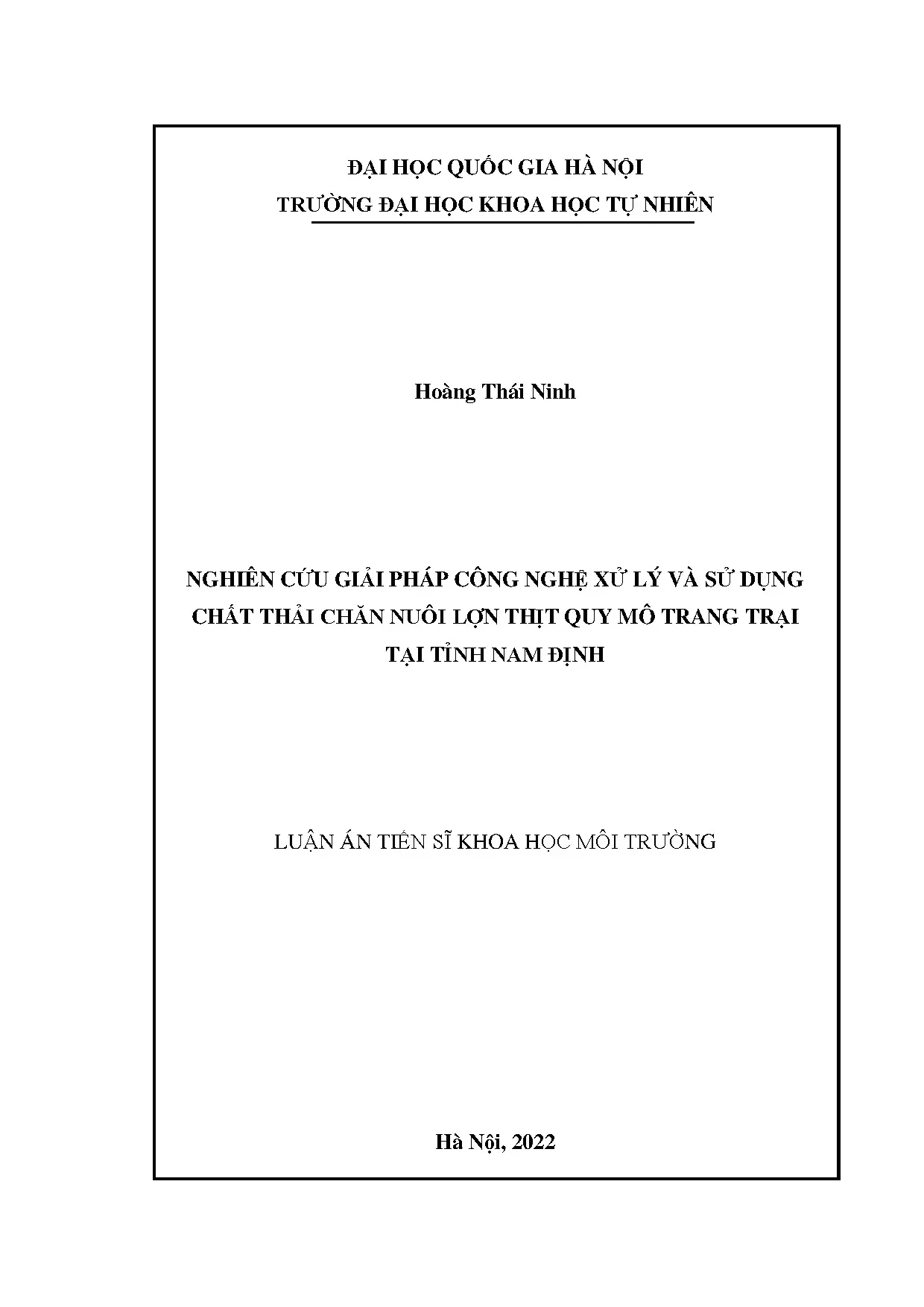 Công nghệ xử lý chất thải chăn nuôi lợn trang trại Nam Định
