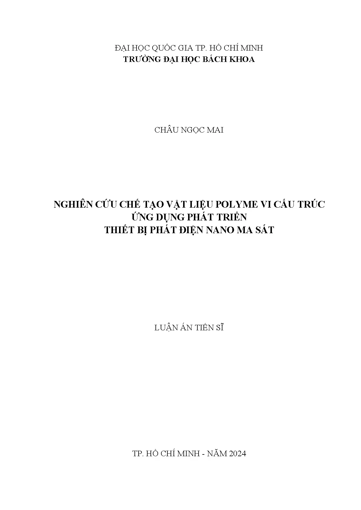 Chế tạo polyme vi cấu trúc ứng dụng phát điện nano ma sát TENG