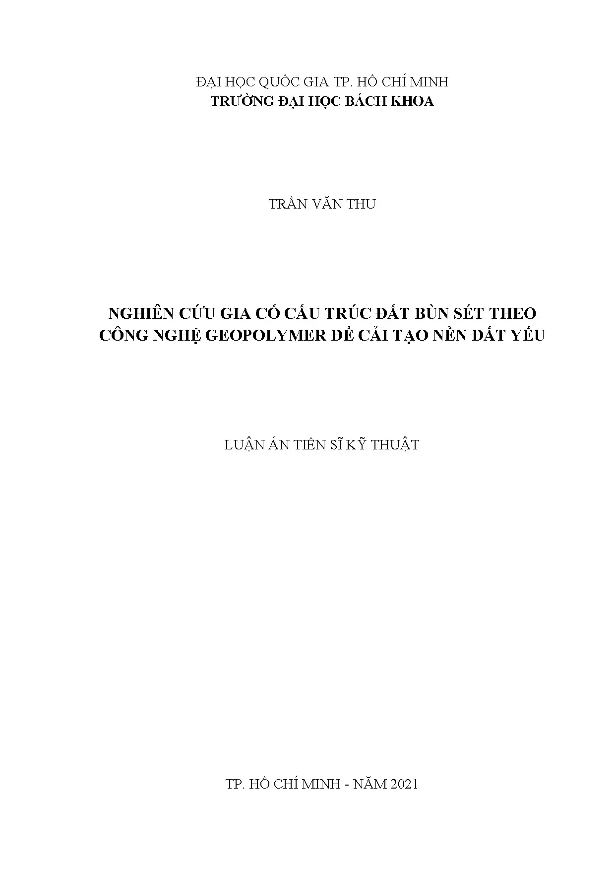 Gia cố đất bùn sét bằng geopolymer cải tạo nền đất yếu