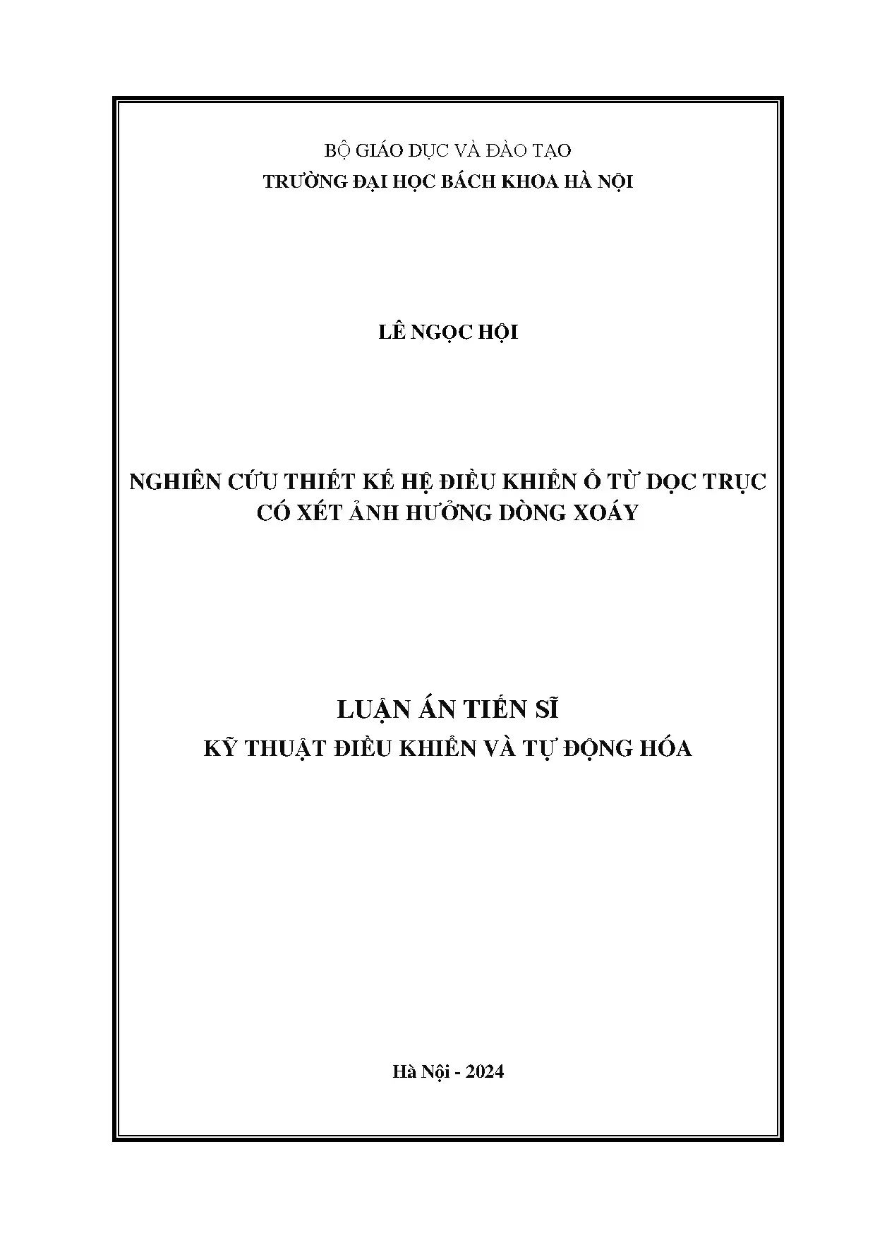 Thiết kế hệ điều khiển ổ từ dọc trục có xét ảnh hưởng dòng xoáy