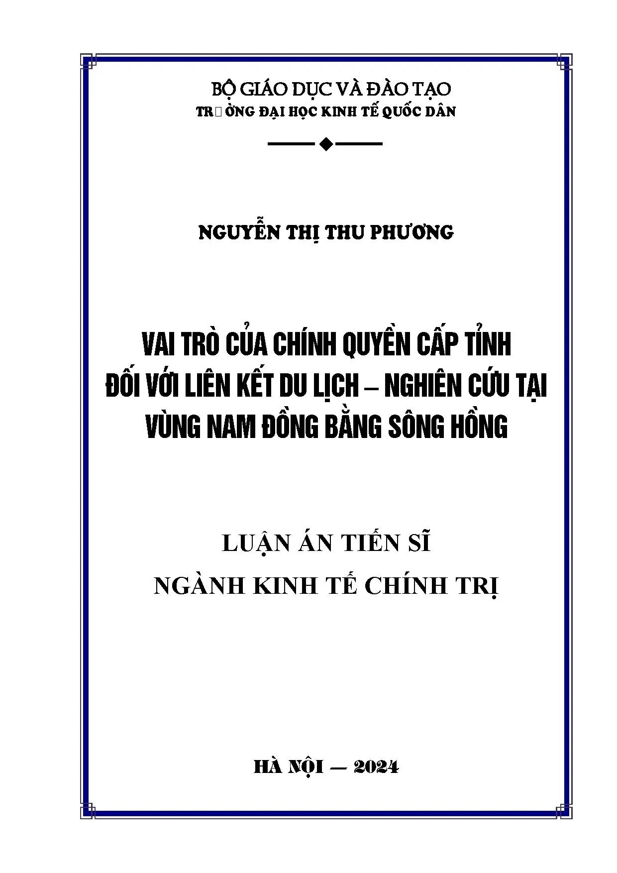 Vai trò chính quyền cấp tỉnh liên kết du lịch nghiên cứu Nam ĐBSH