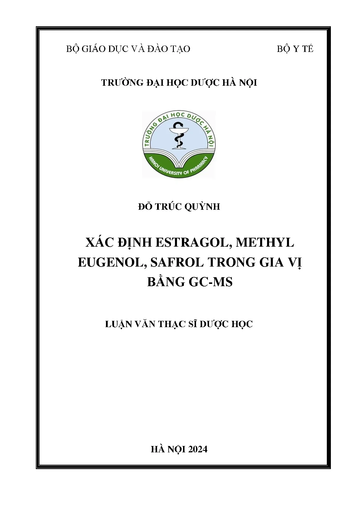 Xác định Estragol, Methyl Eugenol, Safrol trong gia vị bằng GC-MS