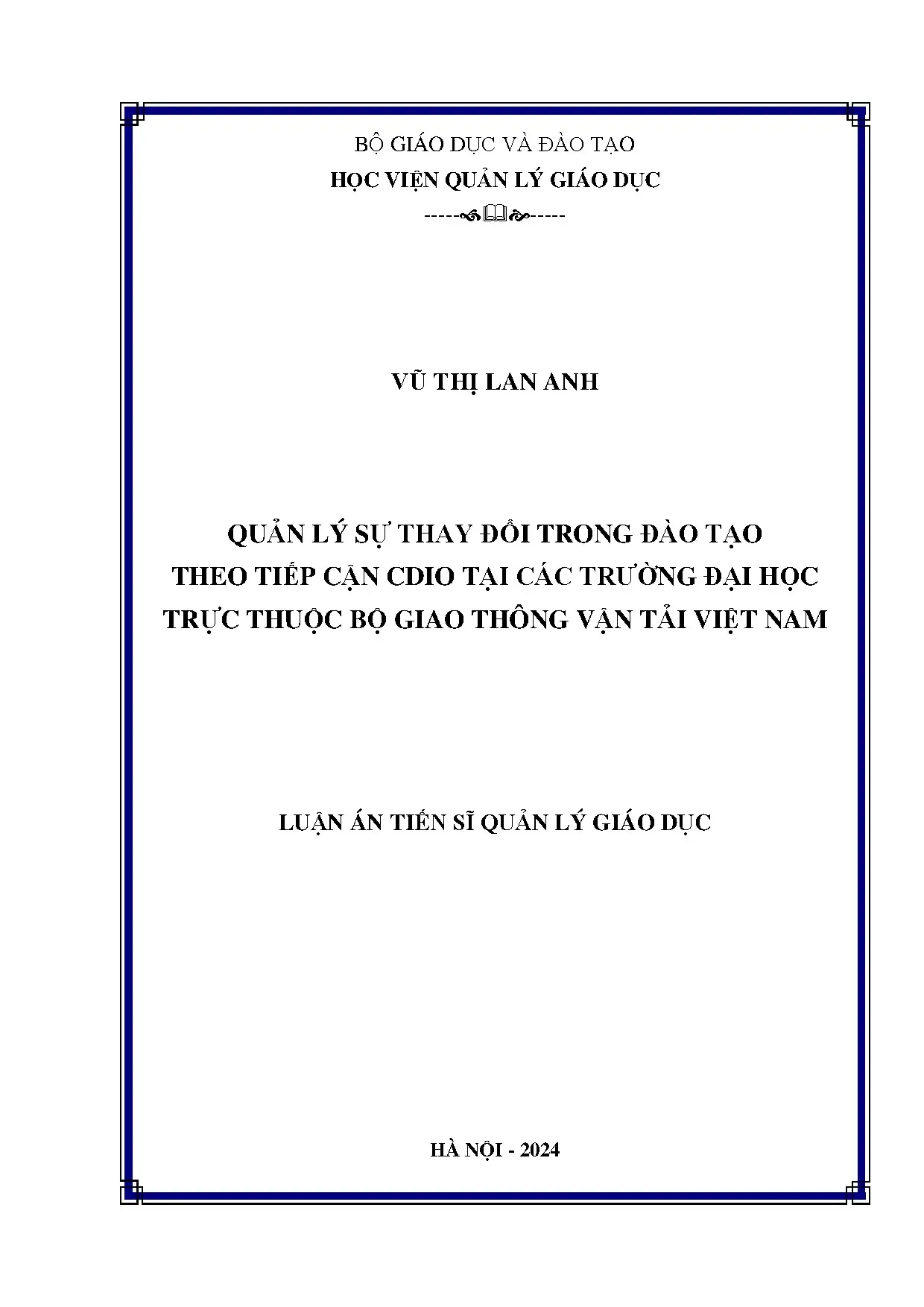 Quản lý sự thay đổi đào tạo CDIO các trường ĐH GTVT VN