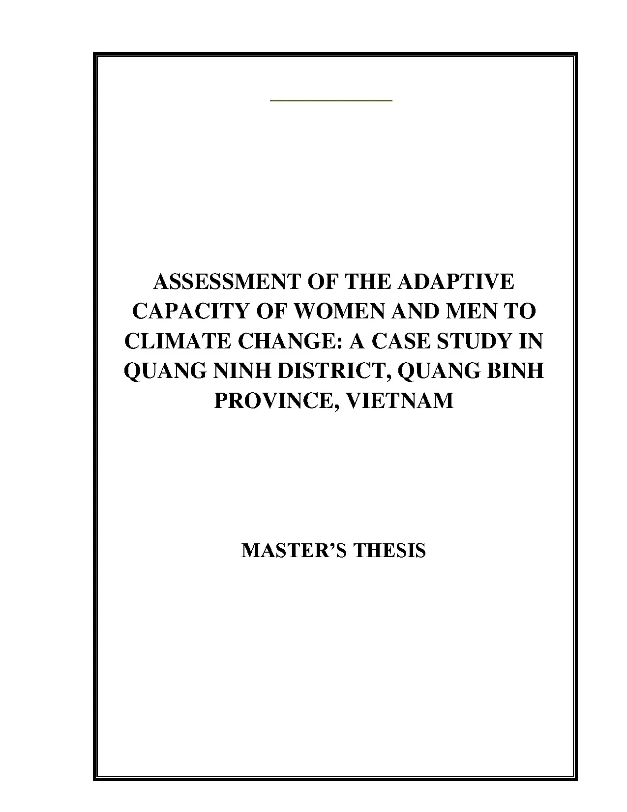 Dissertation assessment of the adaptive capacity of women an