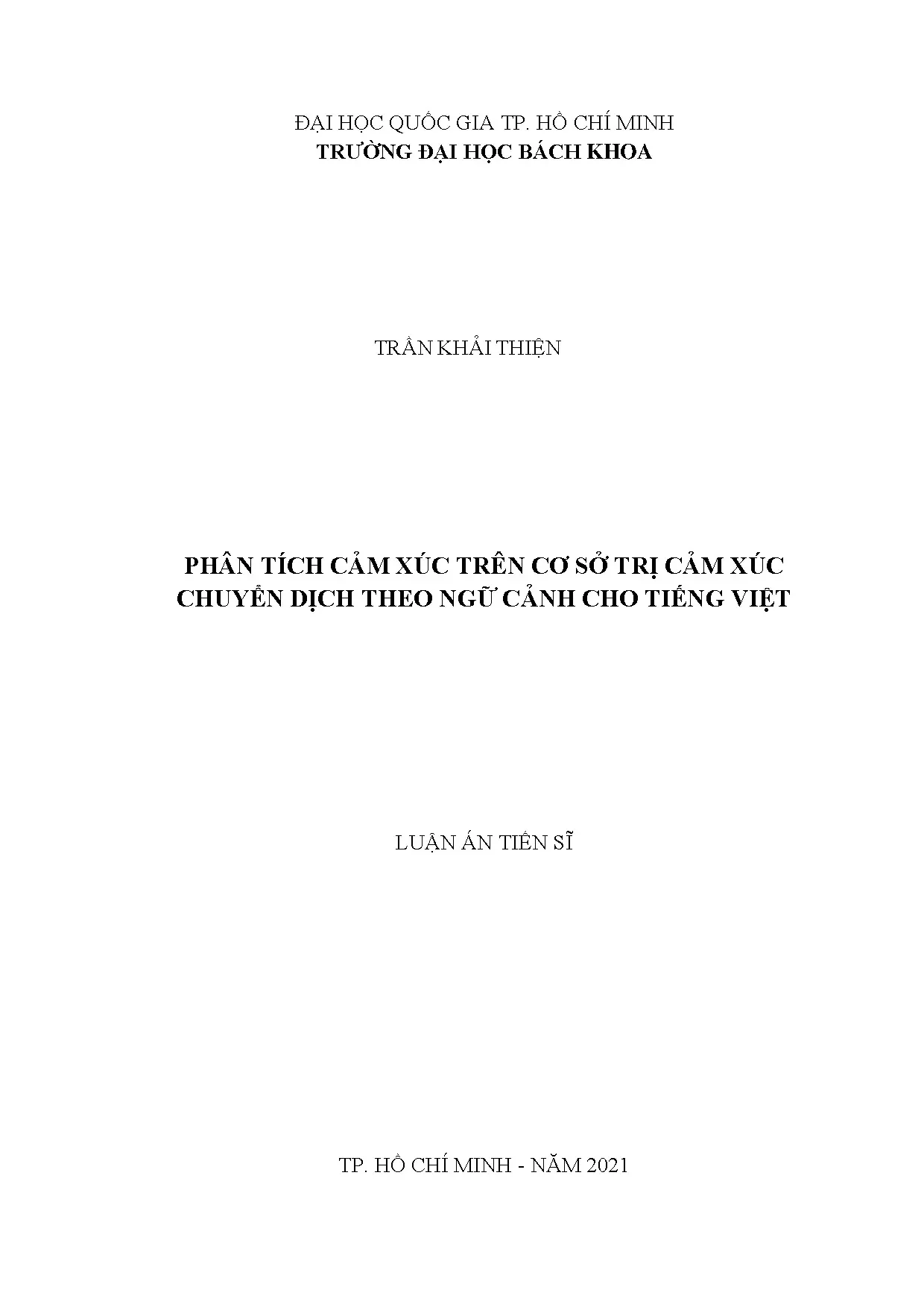 Luận án tiến sĩ khoa học máy tính phân tích cảm xúc trên cơ