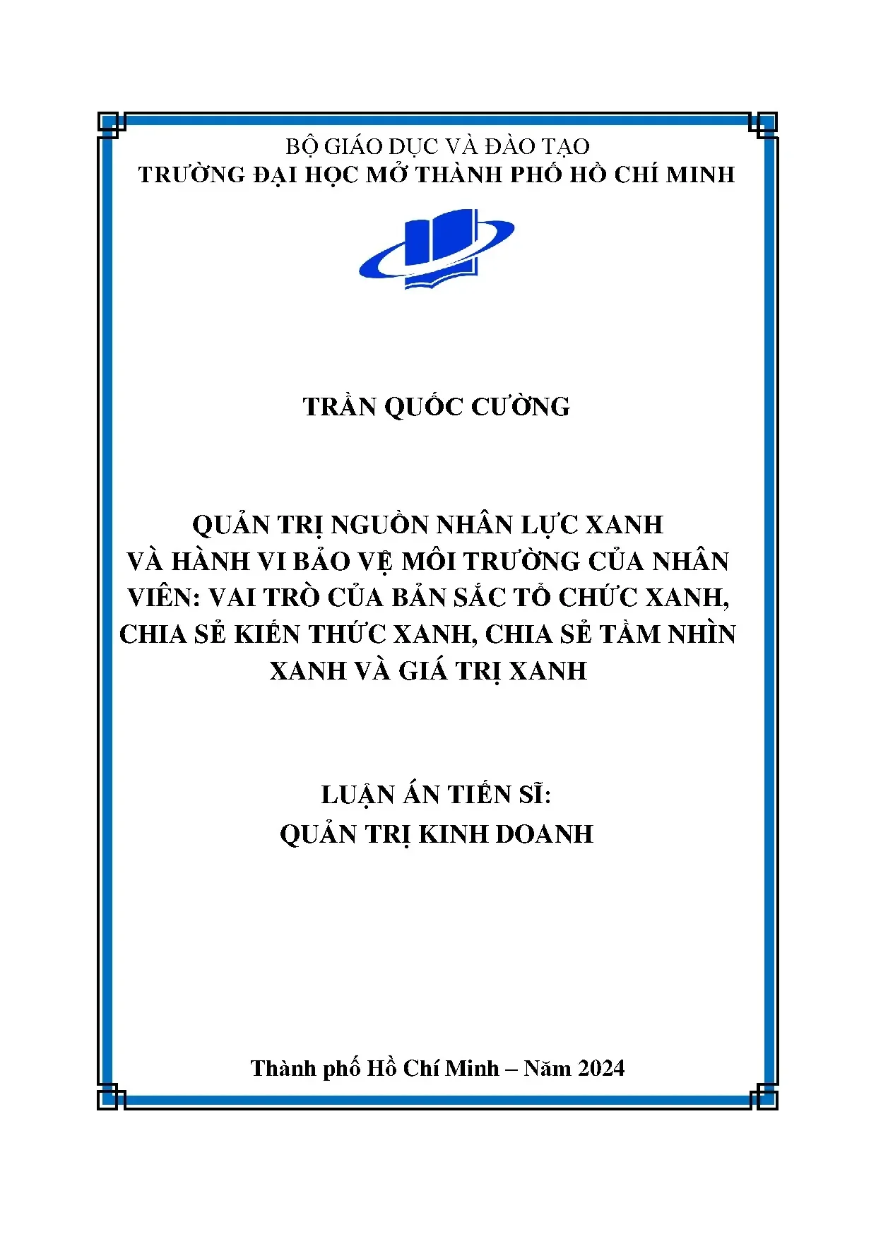 Quản trị nhân lực xanh và hành vi bảo vệ môi trường nhân viên