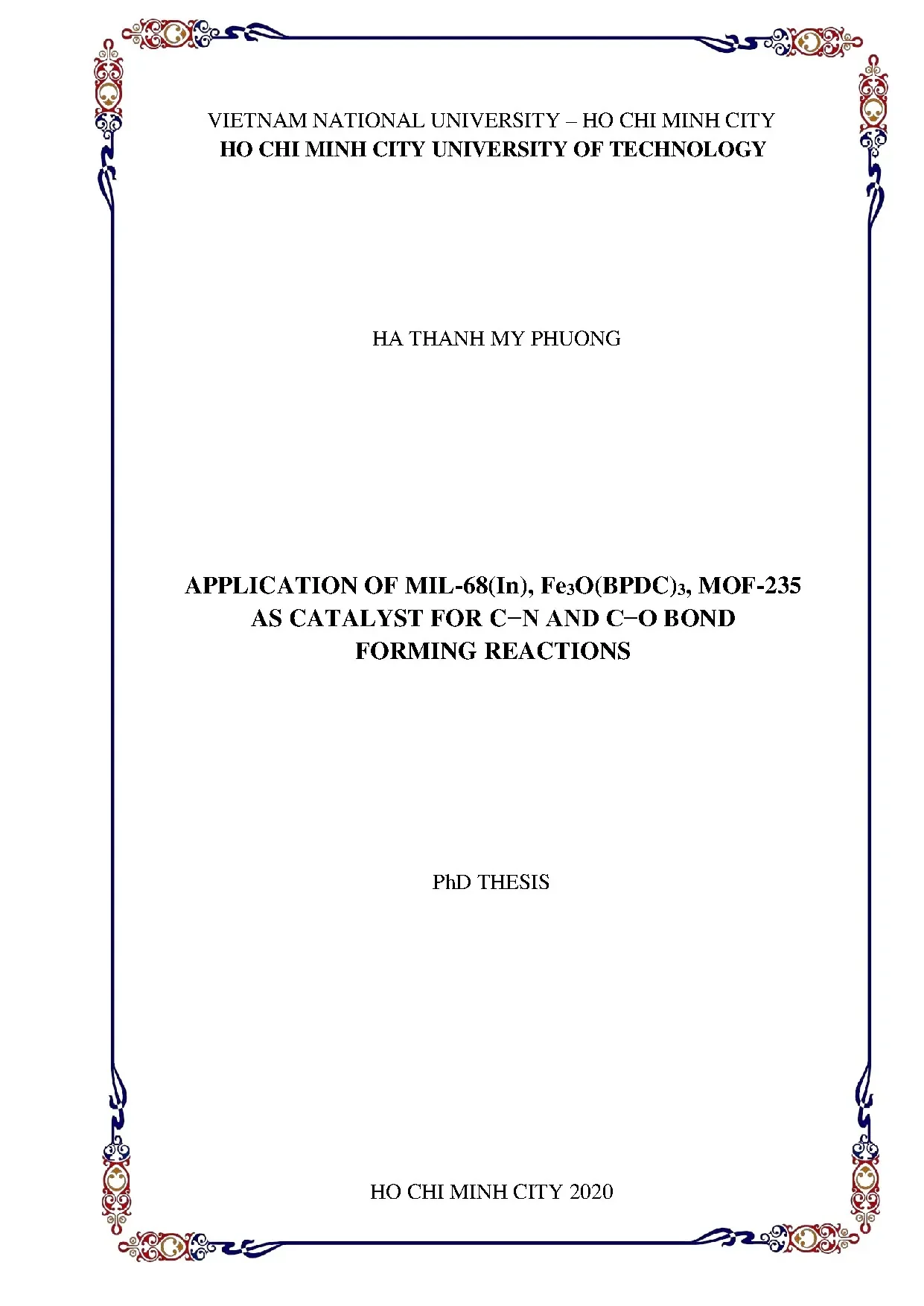 Luận án tiến sĩ công nghệ hóa hữu cơ application of mil 68 i