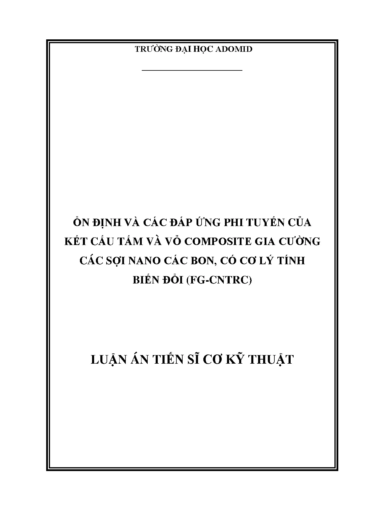 Ổn định, đáp ứng phi tuyến tấm vỏ composite FG-CNTRC