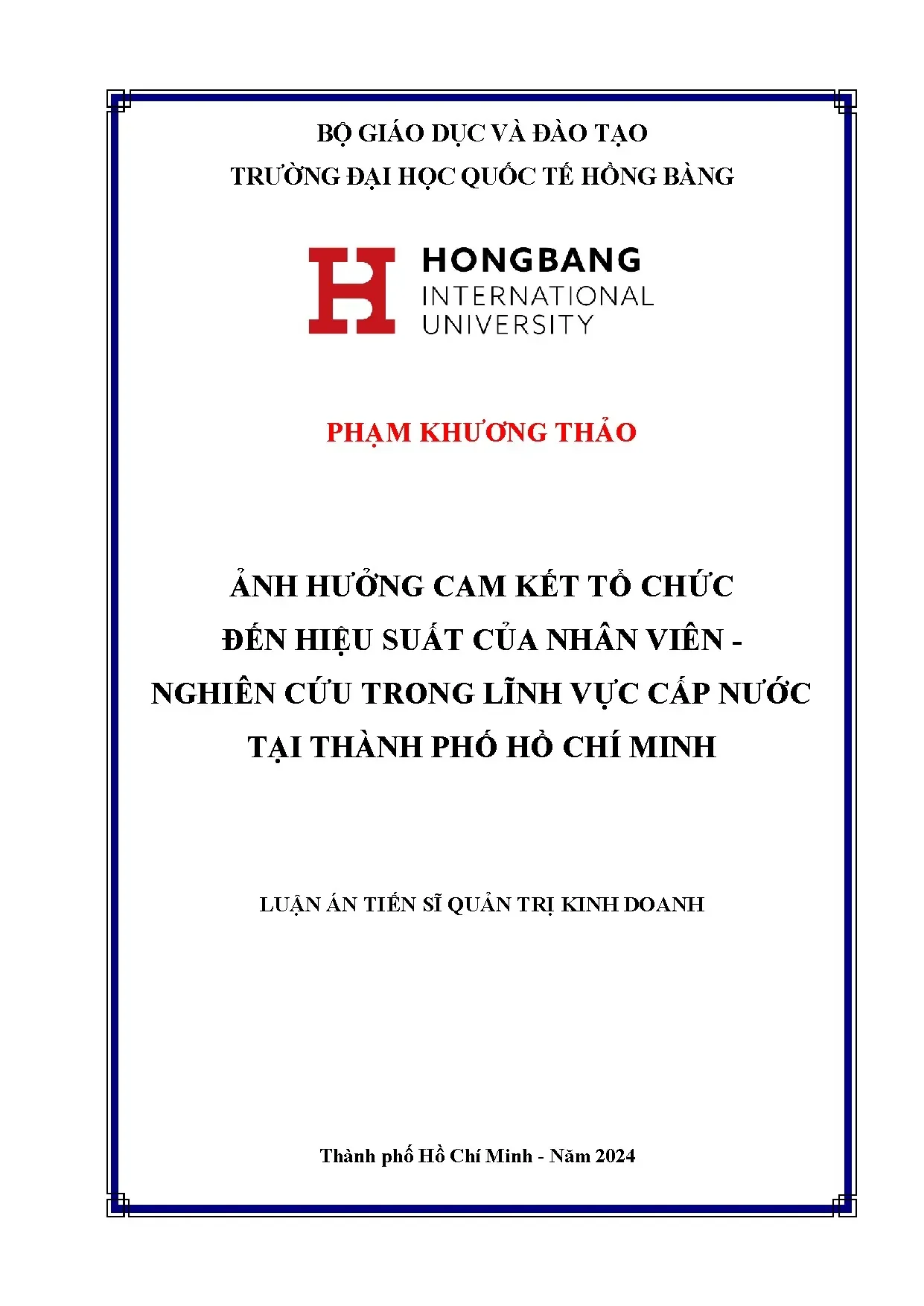 Nghiên cứu cam kết tổ chức & hiệu suất nhân viên cấp nước TPHCM