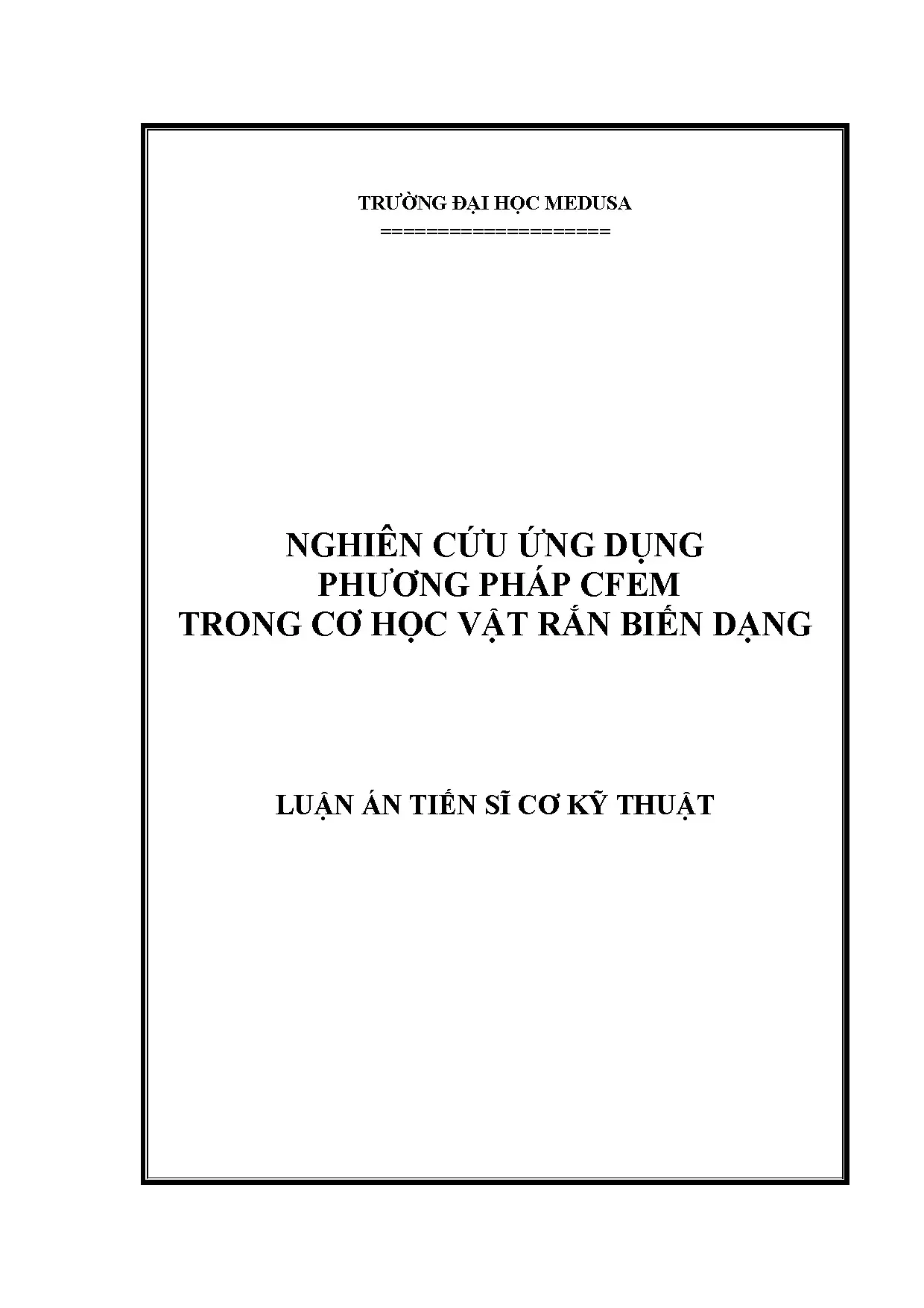 Nghiên cứu ứng dụng CFEM trong cơ học vật rắn biến dạng