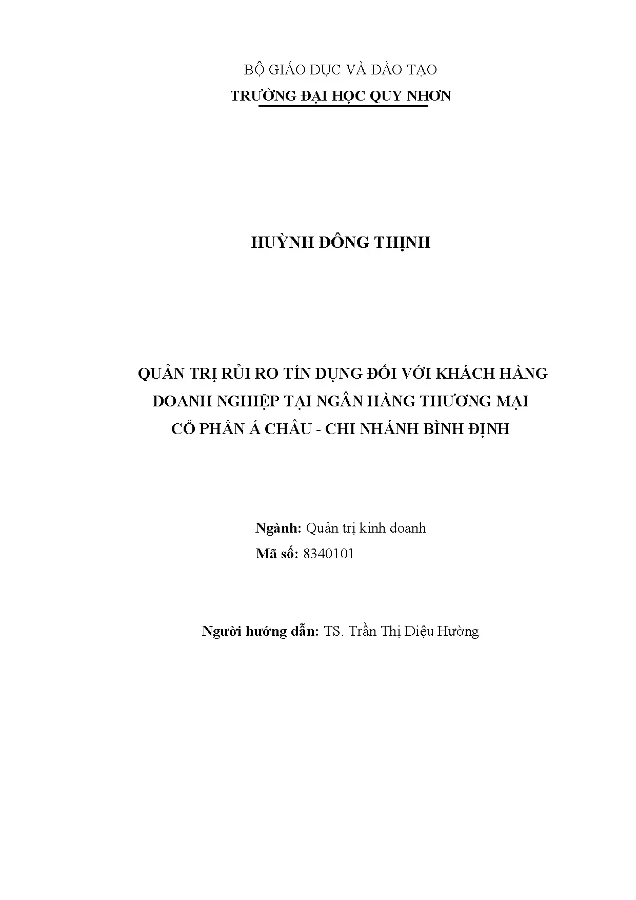 Quản trị rủi ro tín dụng KH Doanh nghiệp tại ACB Bình Định