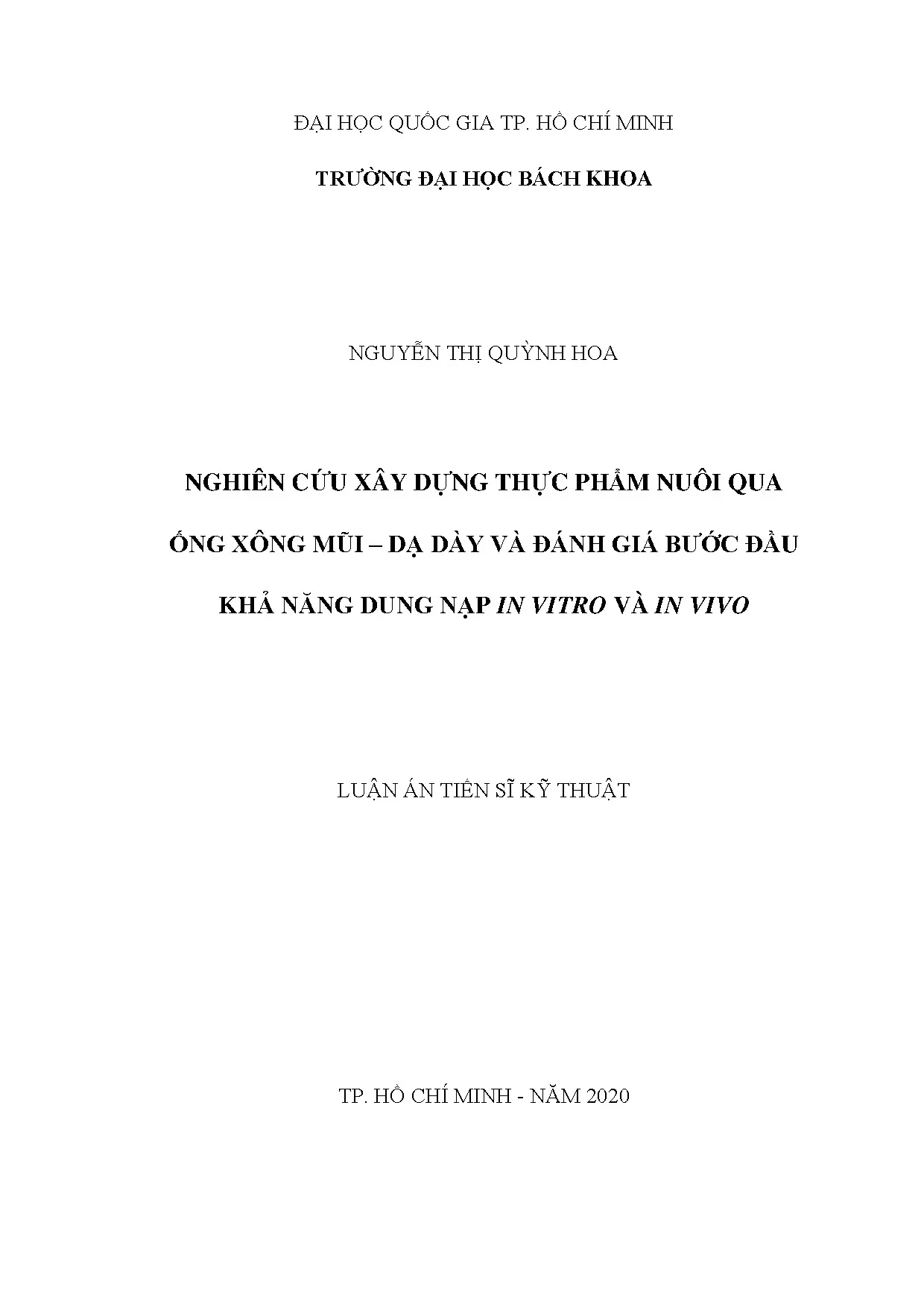 Luận án tiến sĩ chế biến thực phẩm và đồ uống nghiên cứu xây