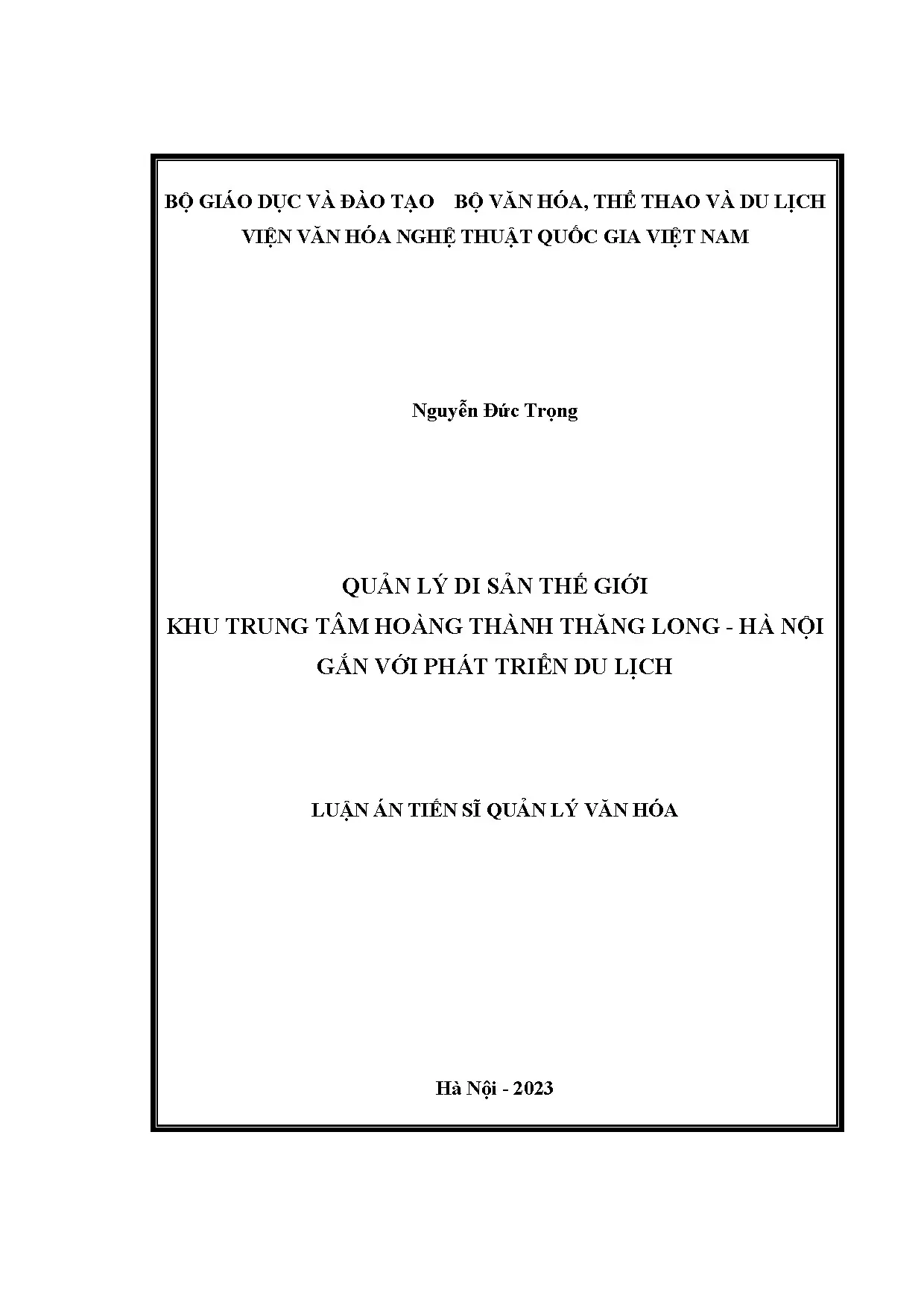 Quản lý di sản thế giới khu trung tâm hoàng thành thăng long