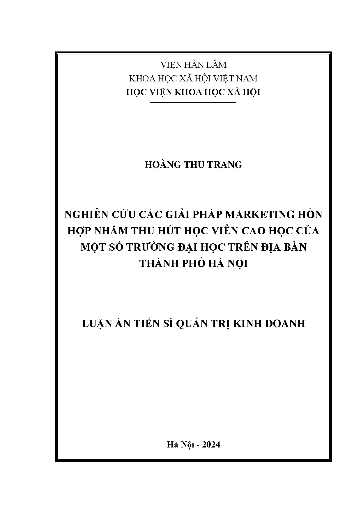 Giải pháp Marketing hỗn hợp thu hút học viên cao học Hà Nội