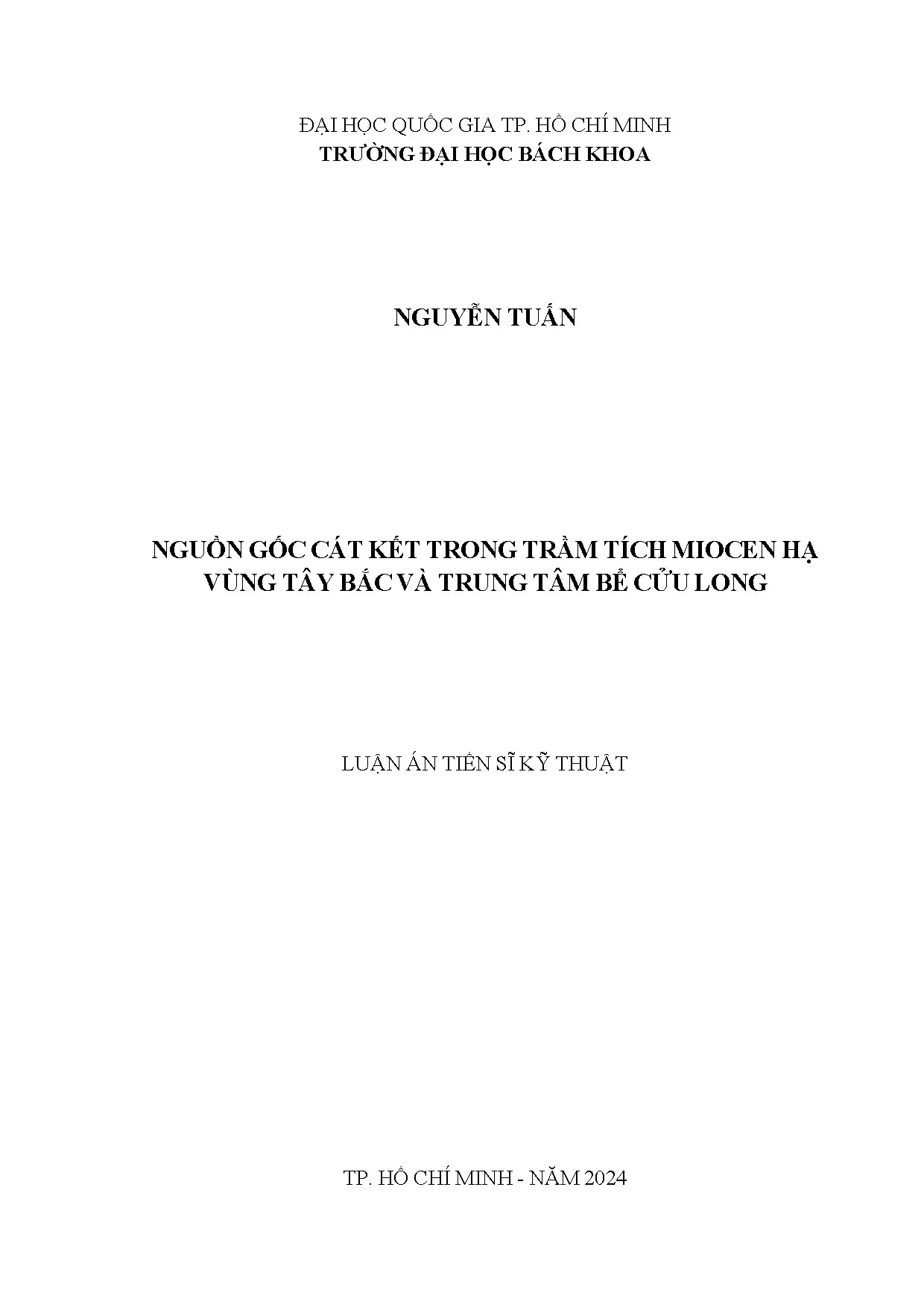 Nguồn gốc cát kết trong trầm tích Miocen Hạ bể Cửu Long