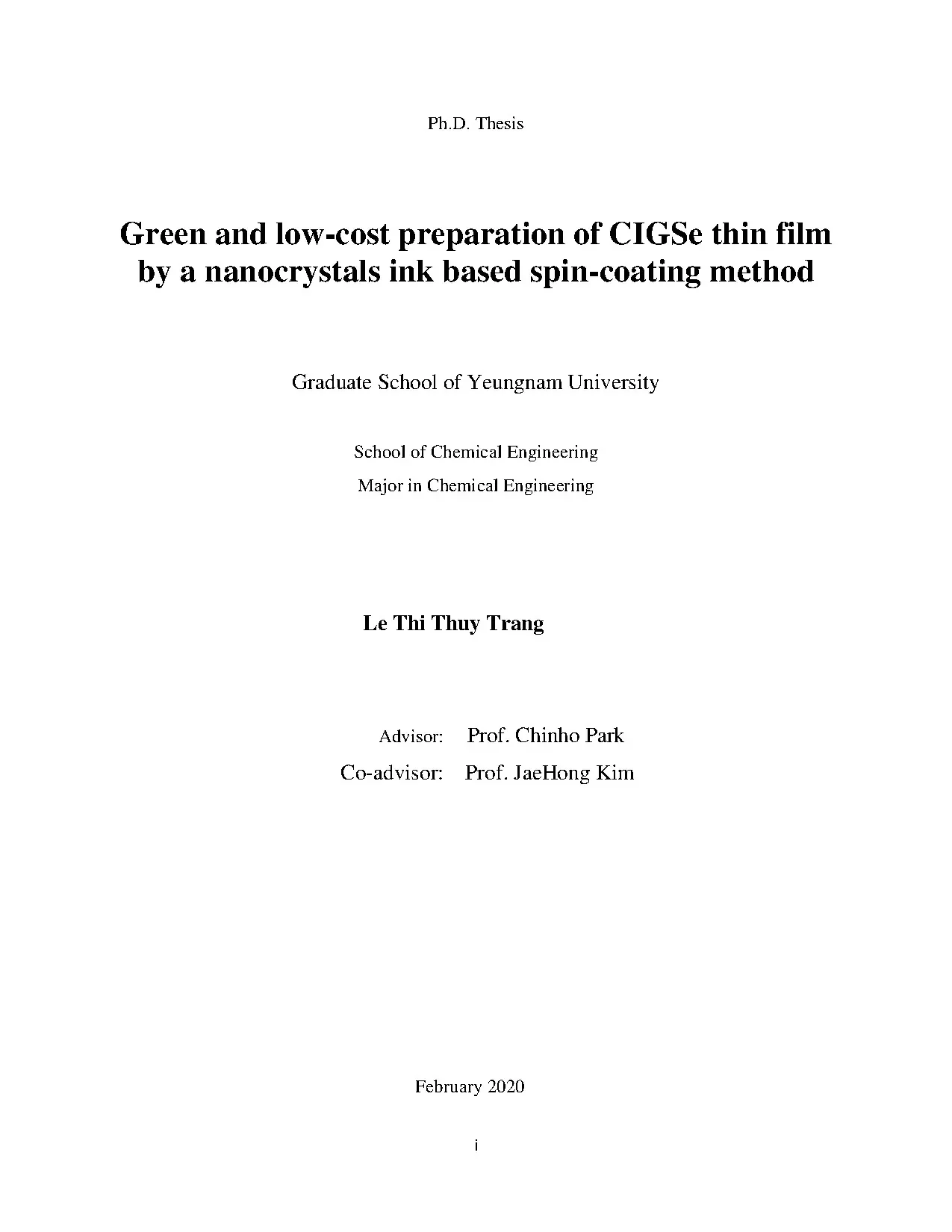Luận án tiến sĩ kỹ thuật hóa học green and low cost preparat