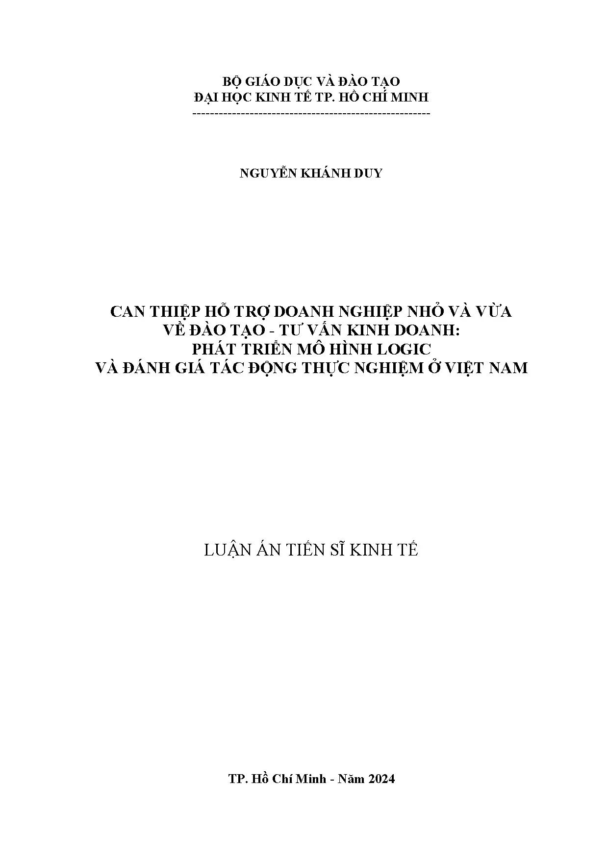 Hỗ trợ DNNVV đào tạo tư vấn kinh doanh: Mô hình logic & tác động