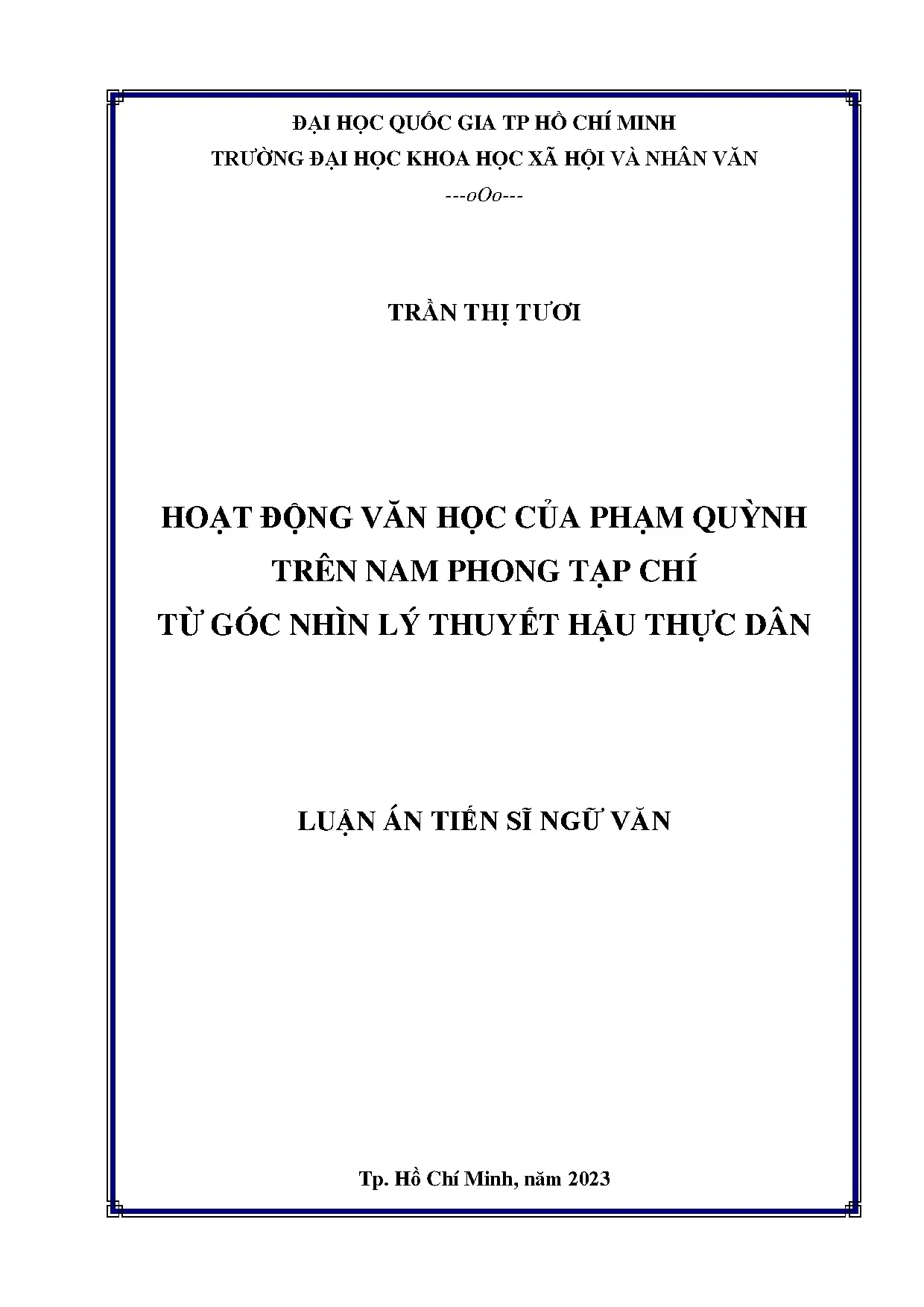 Hoạt động văn học Phạm Quỳnh trên Nam Phong: Lý thuyết hậu thực dân