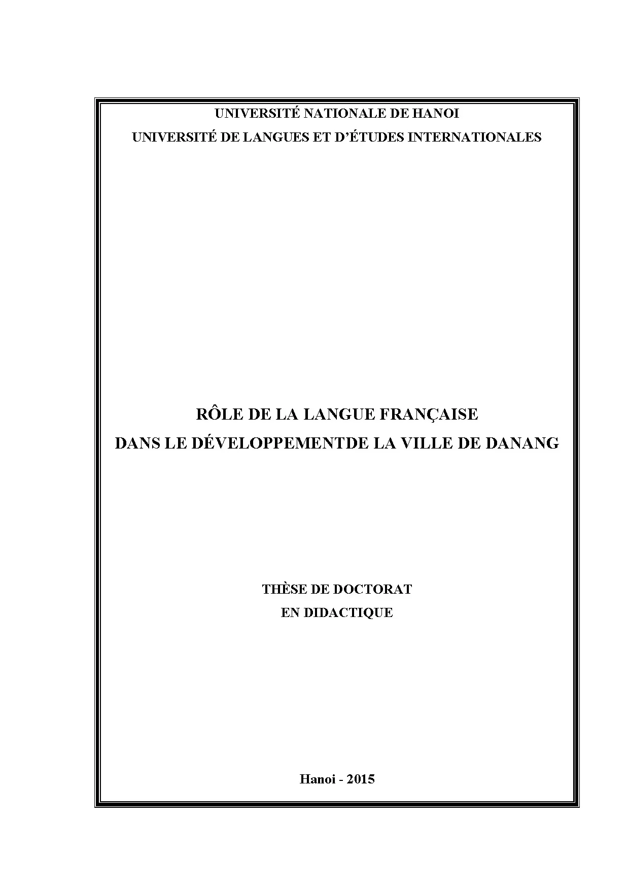 Rôle de la langue française dans le développementde la ville