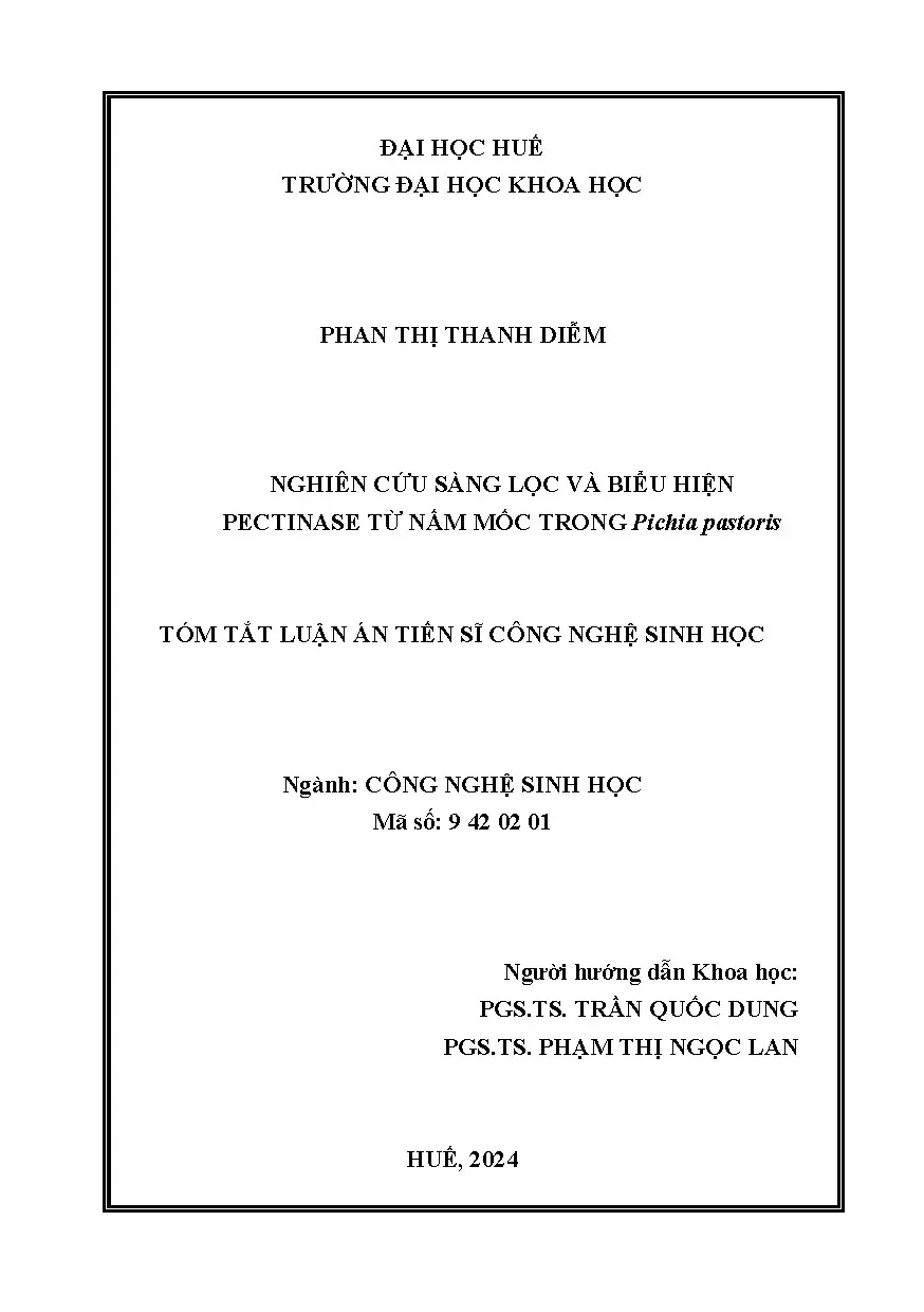 Sàng lọc, biểu hiện pectinase nấm mốc trong Pichia pastoris